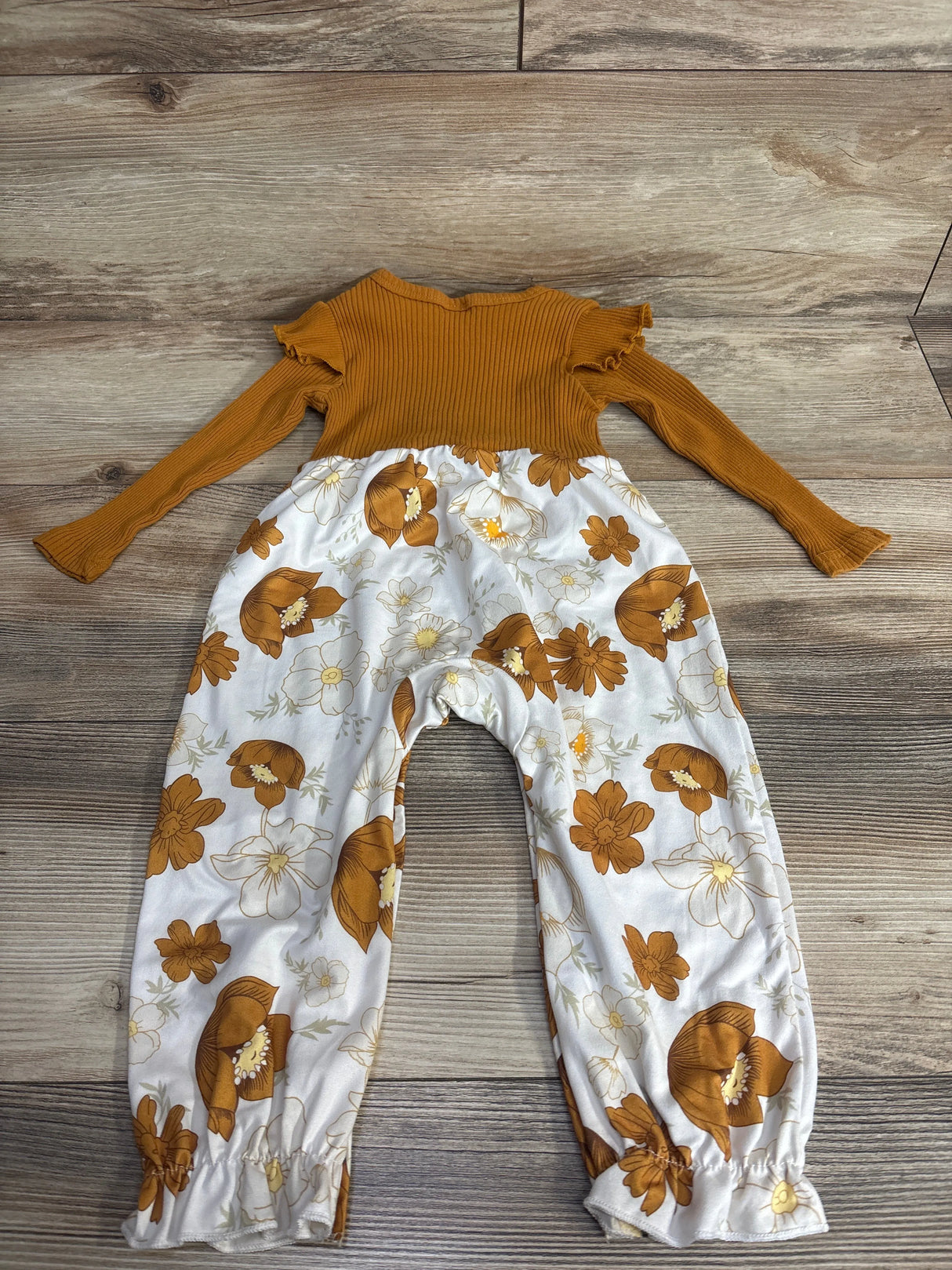 Ribbed Floral Coverall Caramel sz 12-18m