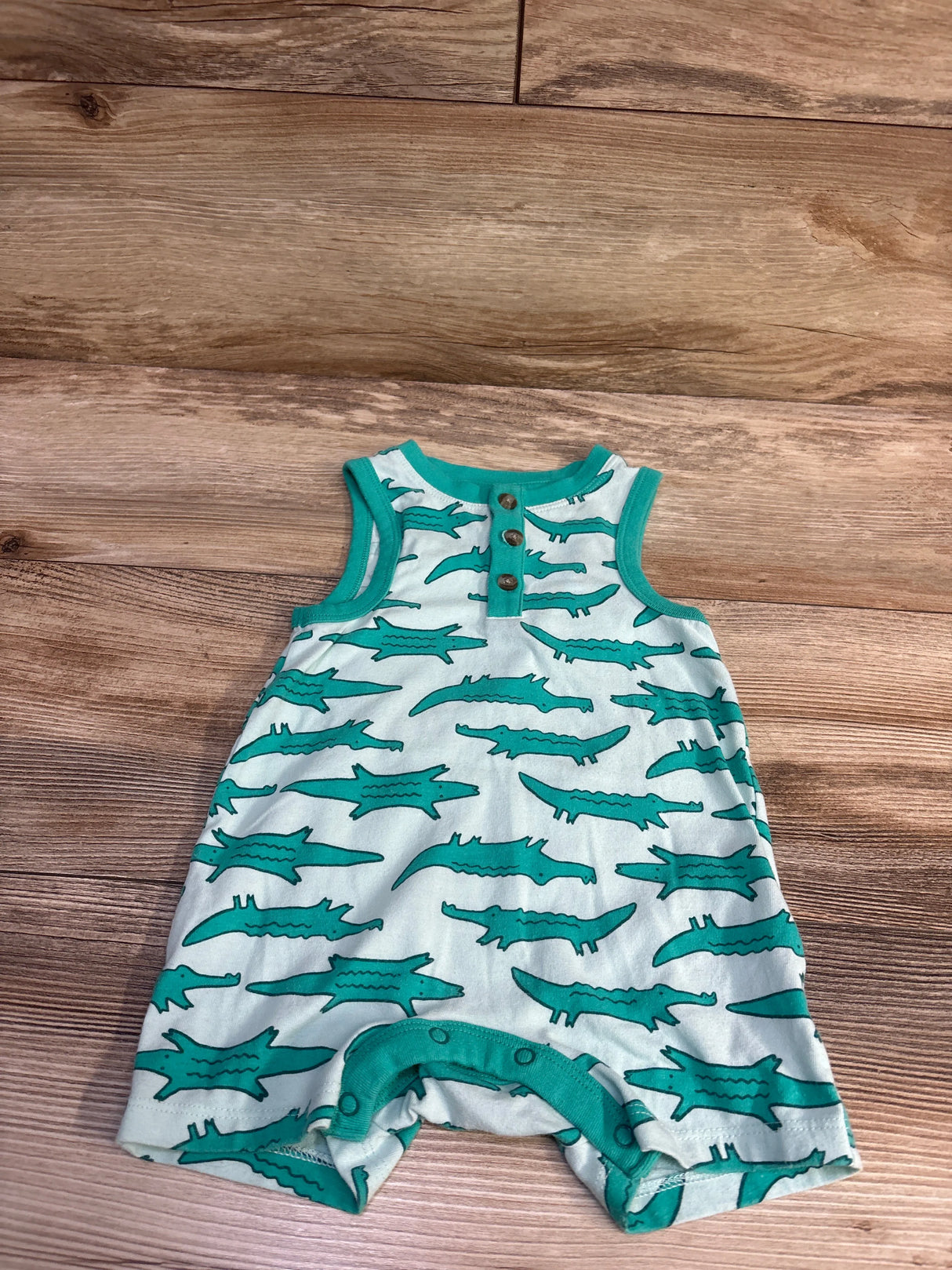 Cat & Jack Henley Shortie Romper Green sz 6-9m
