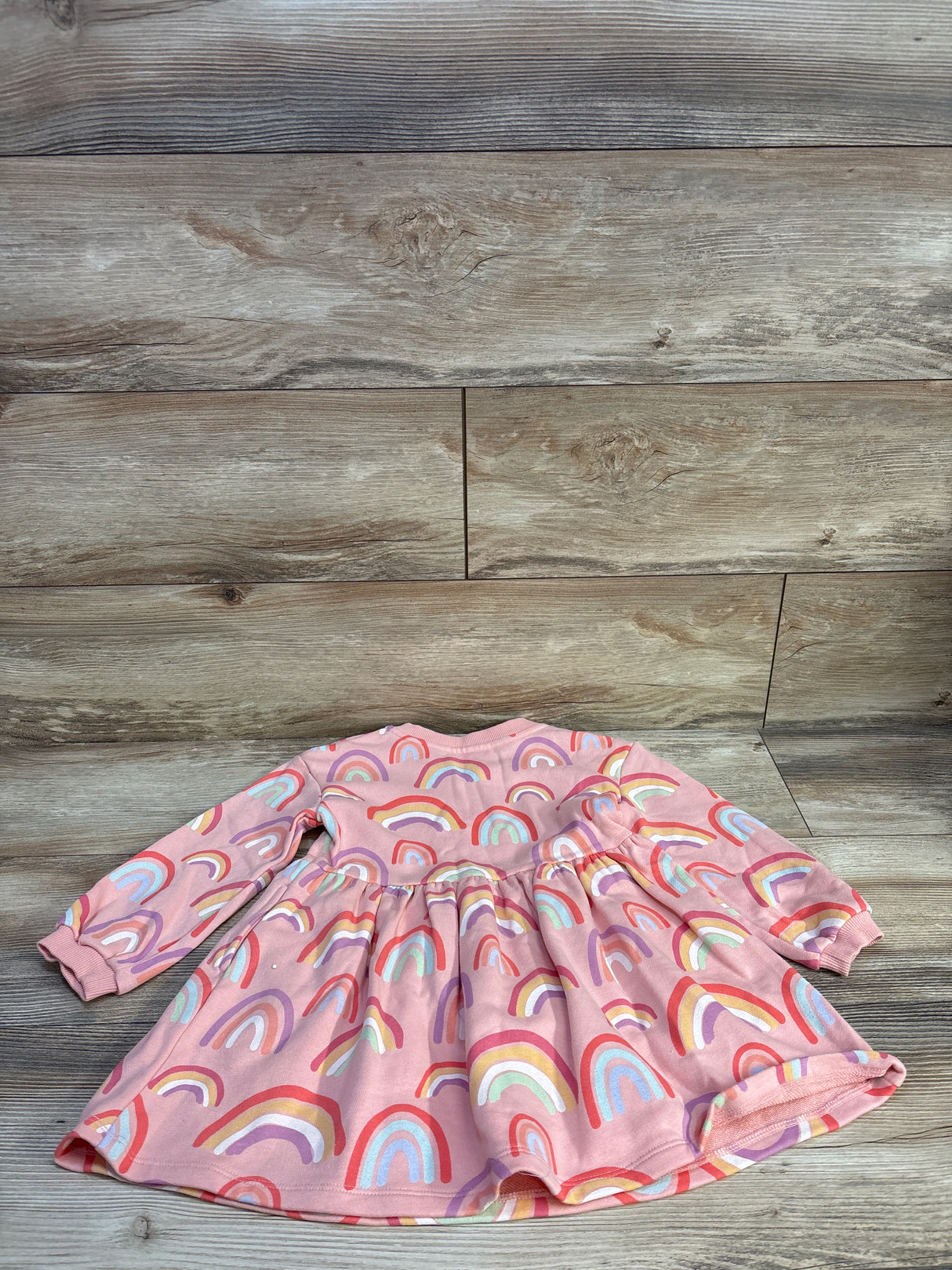 Cat & Jack Long Sleeve Rainbow Print Dress Pink sz 3T