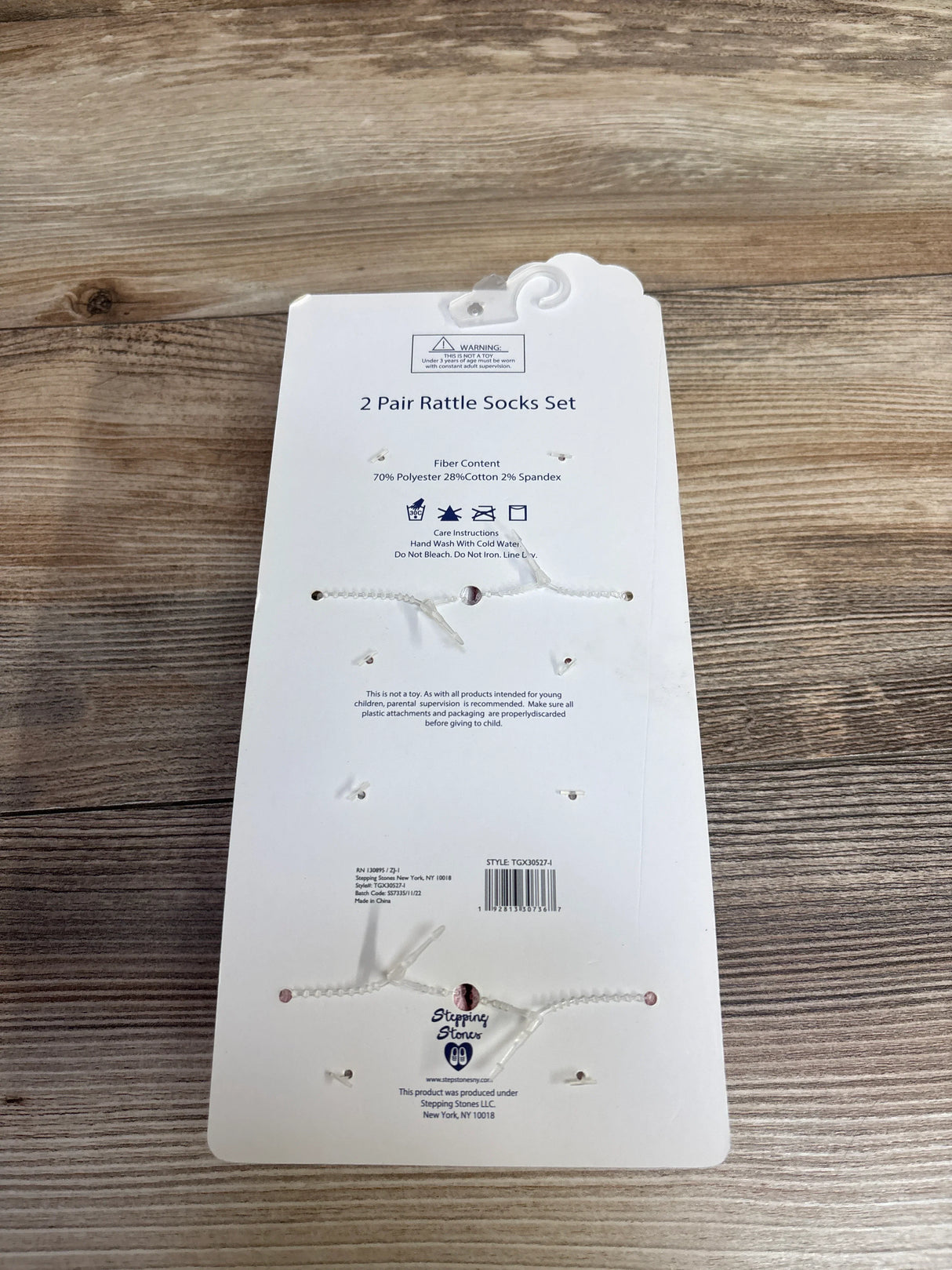 NEW First Steps by Stepping Stones Rattle Socks, 2pk sz 0-12m