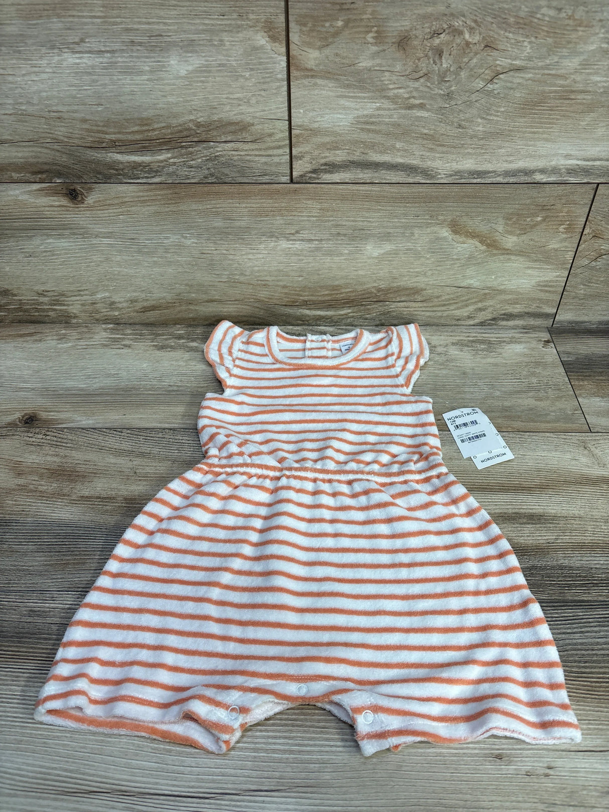 NEW Nordstrom Flutter Sleeve Terry Romper Striped White sz 12m