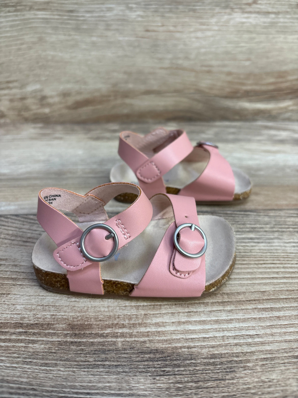 Old Navy Faux-Leather Buckled Strap Sandals Pink Patent sz 3-6m