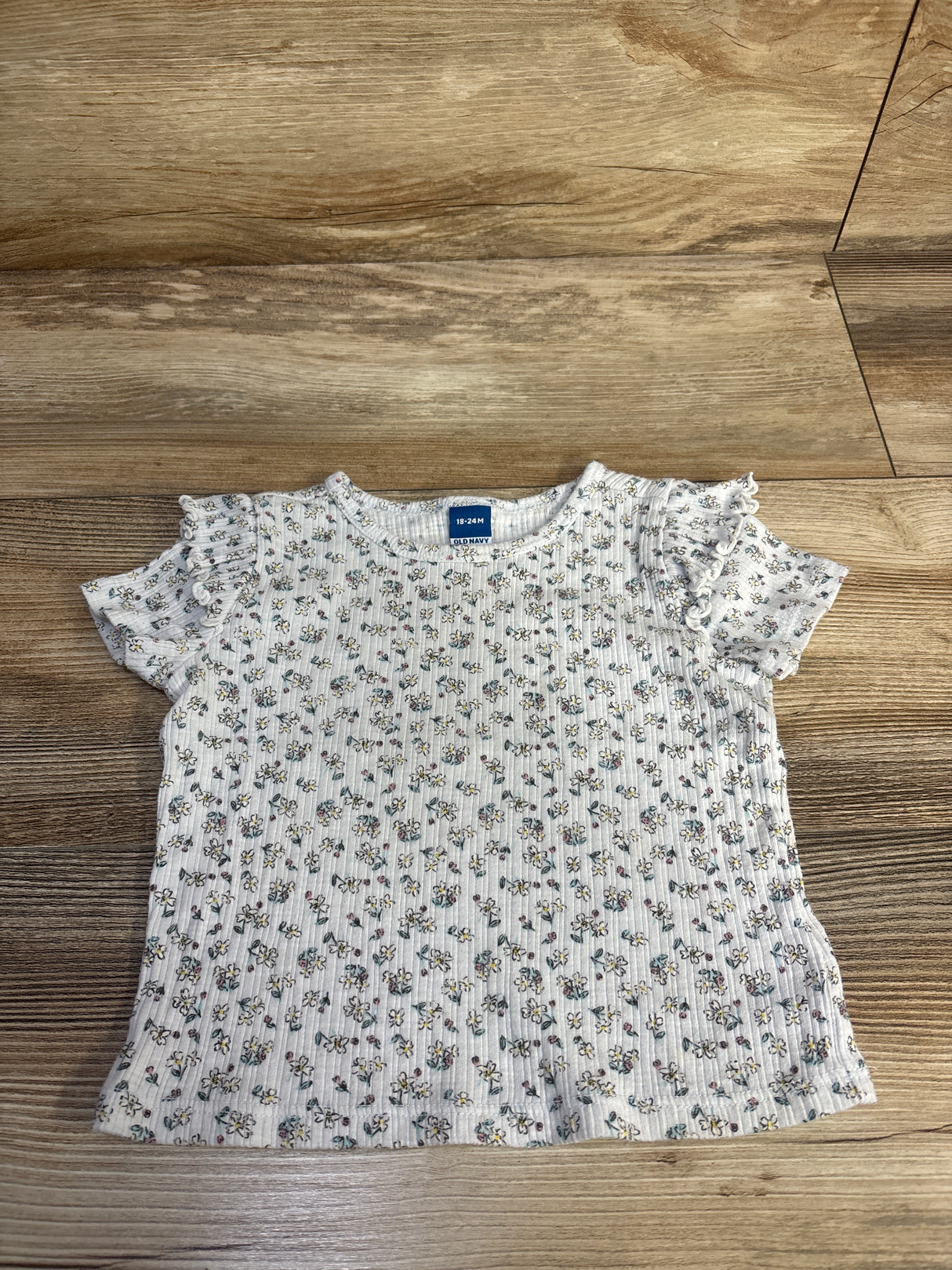 Old Navy Floral Ribbed Shirt Grey sz 18-24m