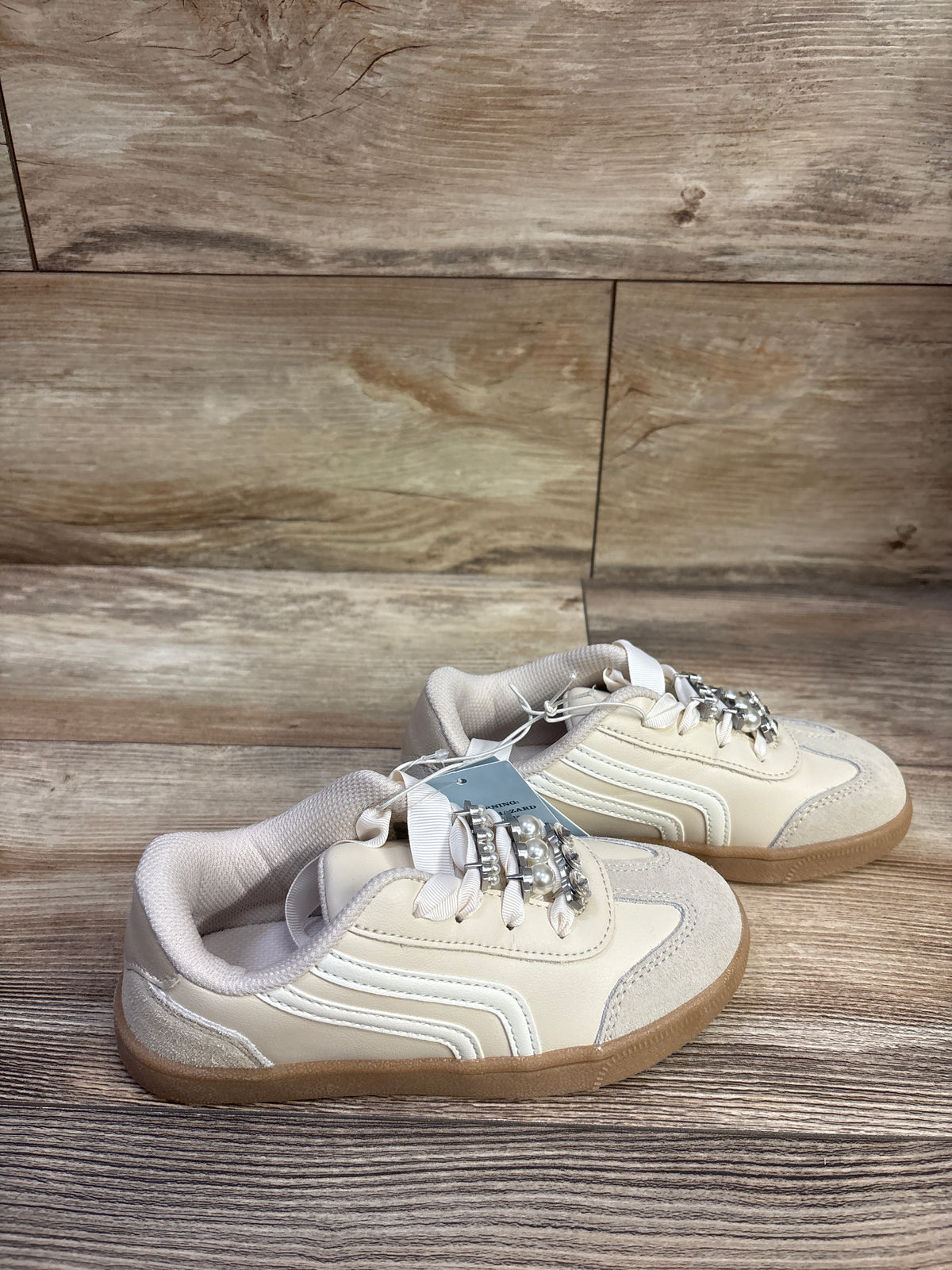 NEW Cat & Jack Embellished Boston Sneakers in Beige sz 13c