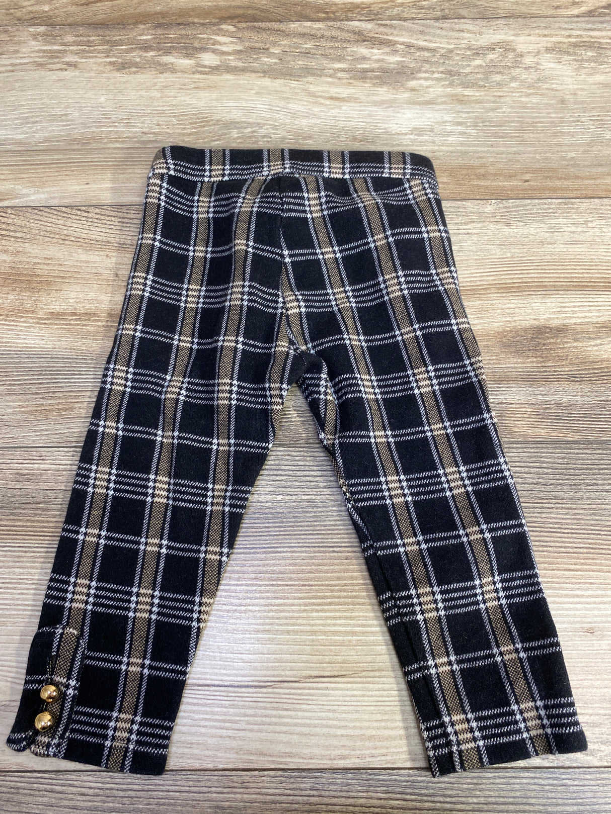 Janie & Jack Plaid Button Cuff Tartan Pant Black sz 18-24m