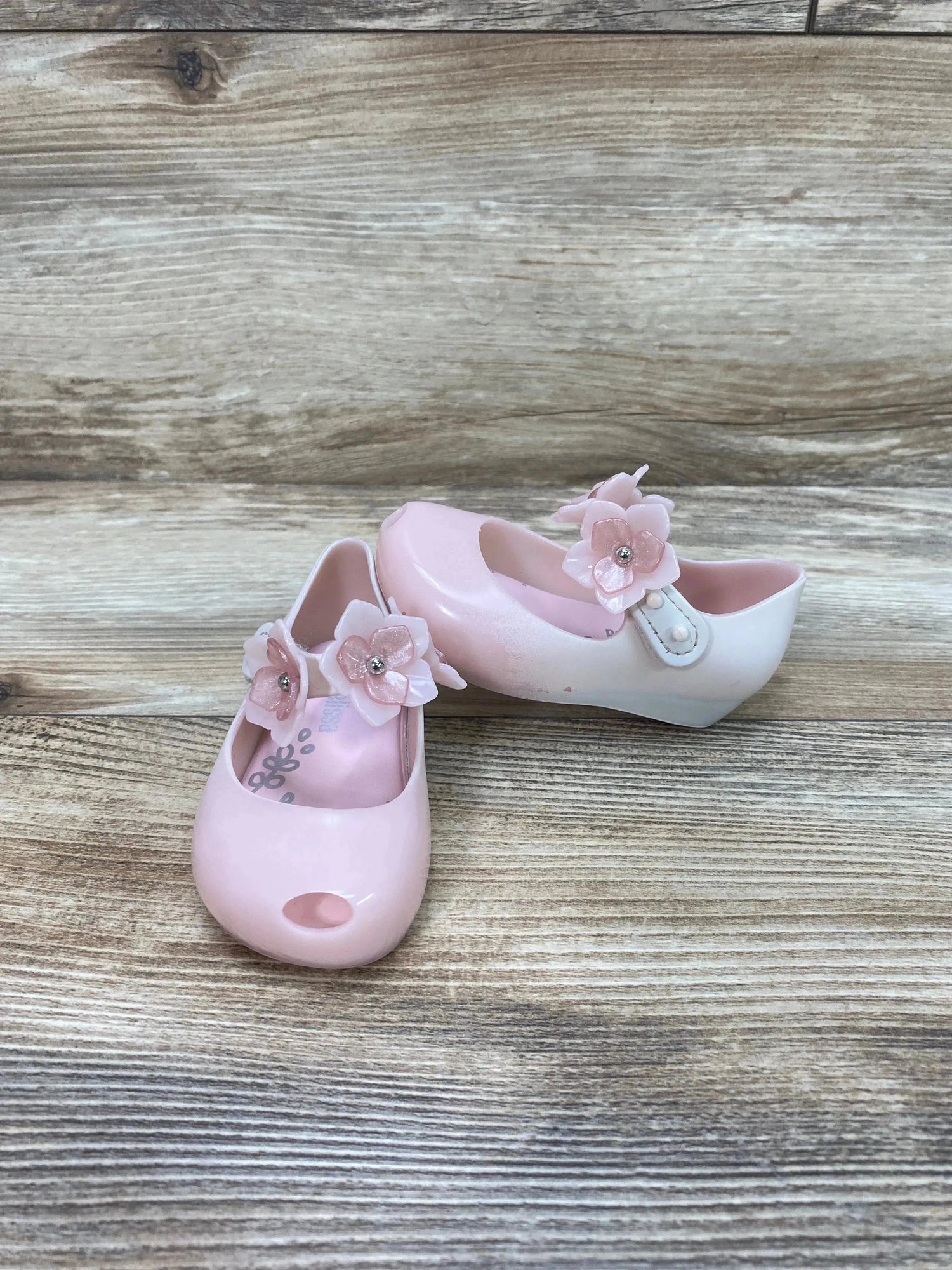 Mini Melissa Jelly Ultragirl Flowers Mary Jane Flats Pink sz 5c - Me n Mommy To Be
