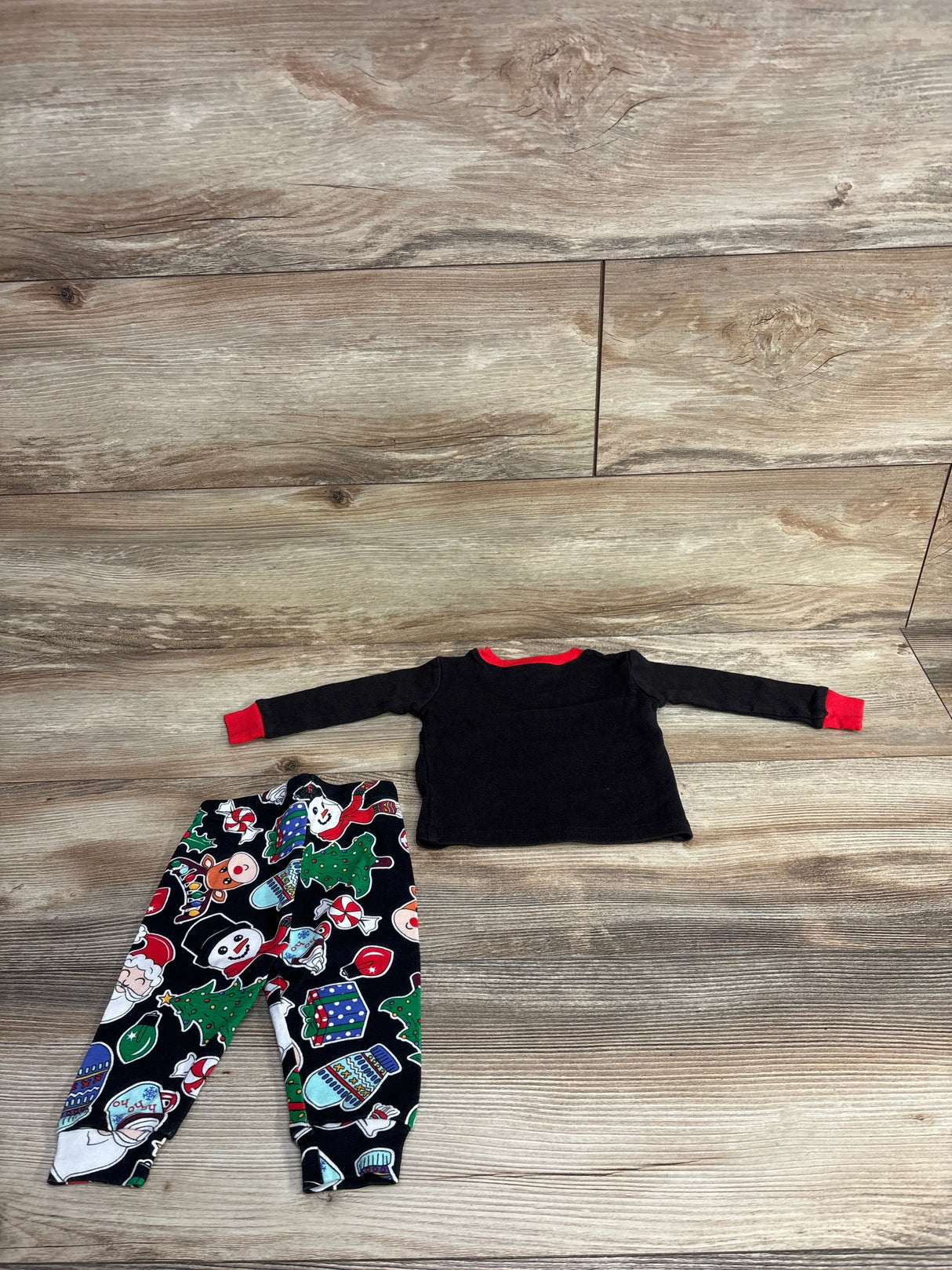 Children's Place 2pc Christmas Checklist Pajama Set Black sz 0-3m