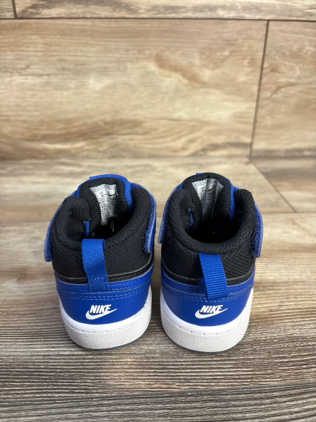 Rear view of Me n Mommy To Be Nike Court Borough Mid 2 Recraft TD Game Royal Black sneakers