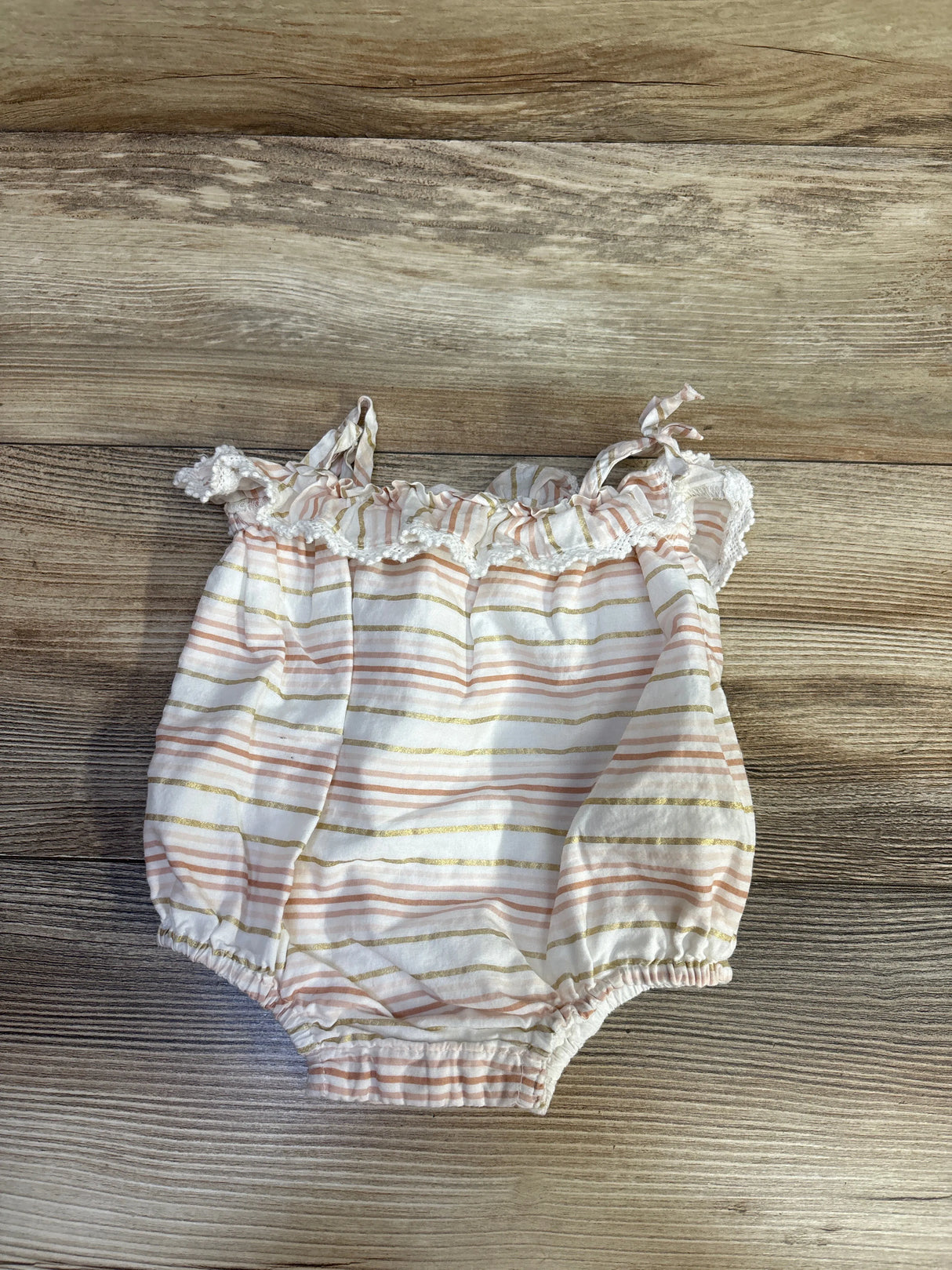 Dylan & Abby Striped Bubble Romper White sz 3-6m