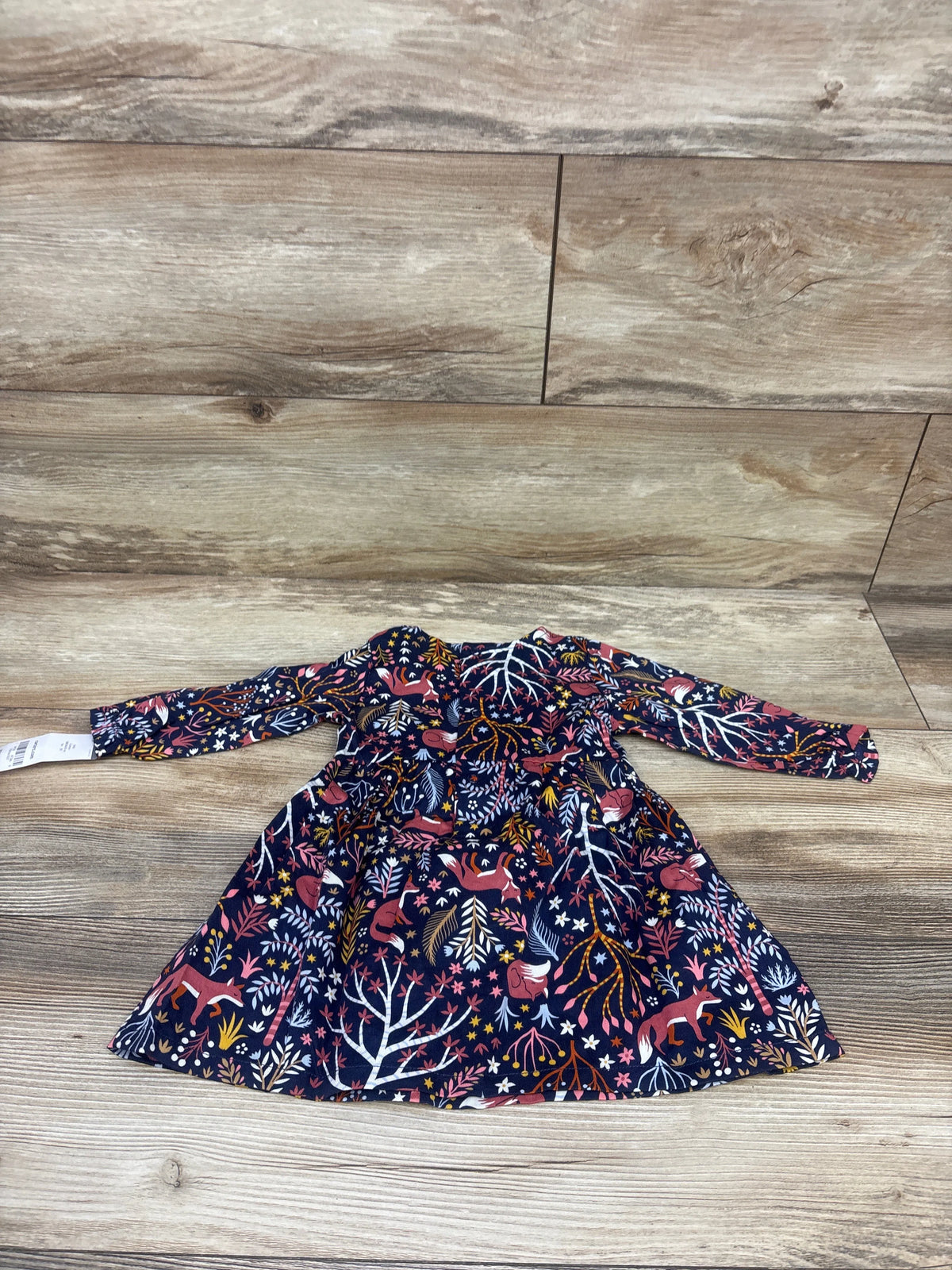 NEW Carter's Long Sleeve Fox Print Dress Navy sz 9m