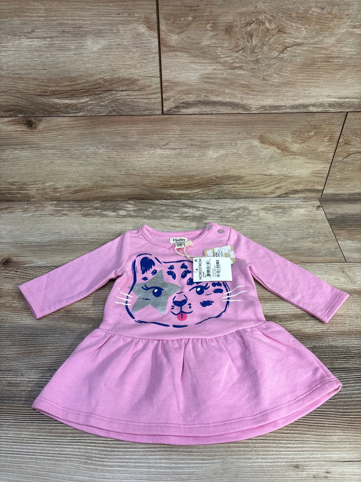 NEW Hatley Long Sleeve Cat Dress Pink sz 3-6m