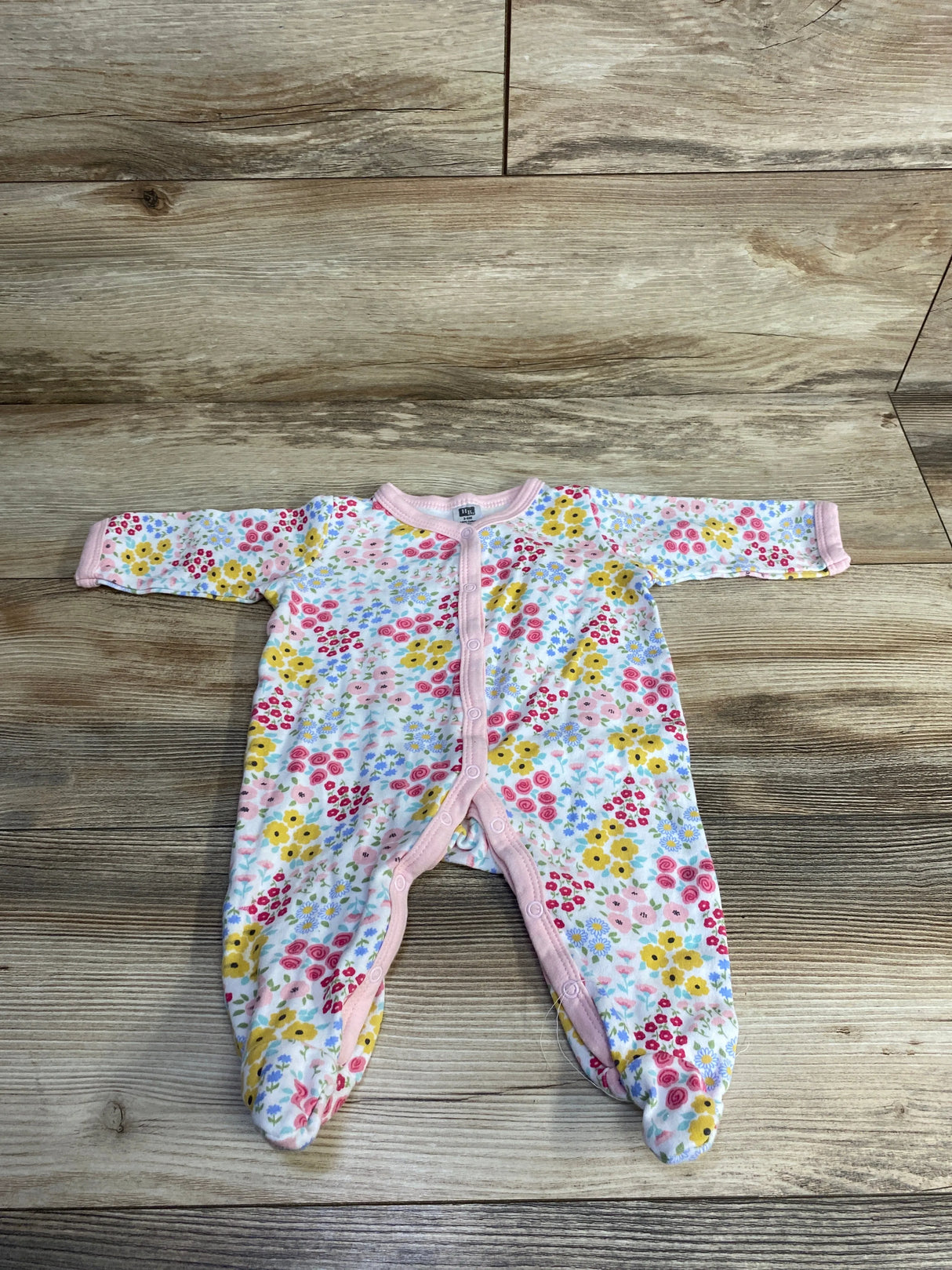 Hudson Baby Floral Footed Sleeper White sz 3-6m