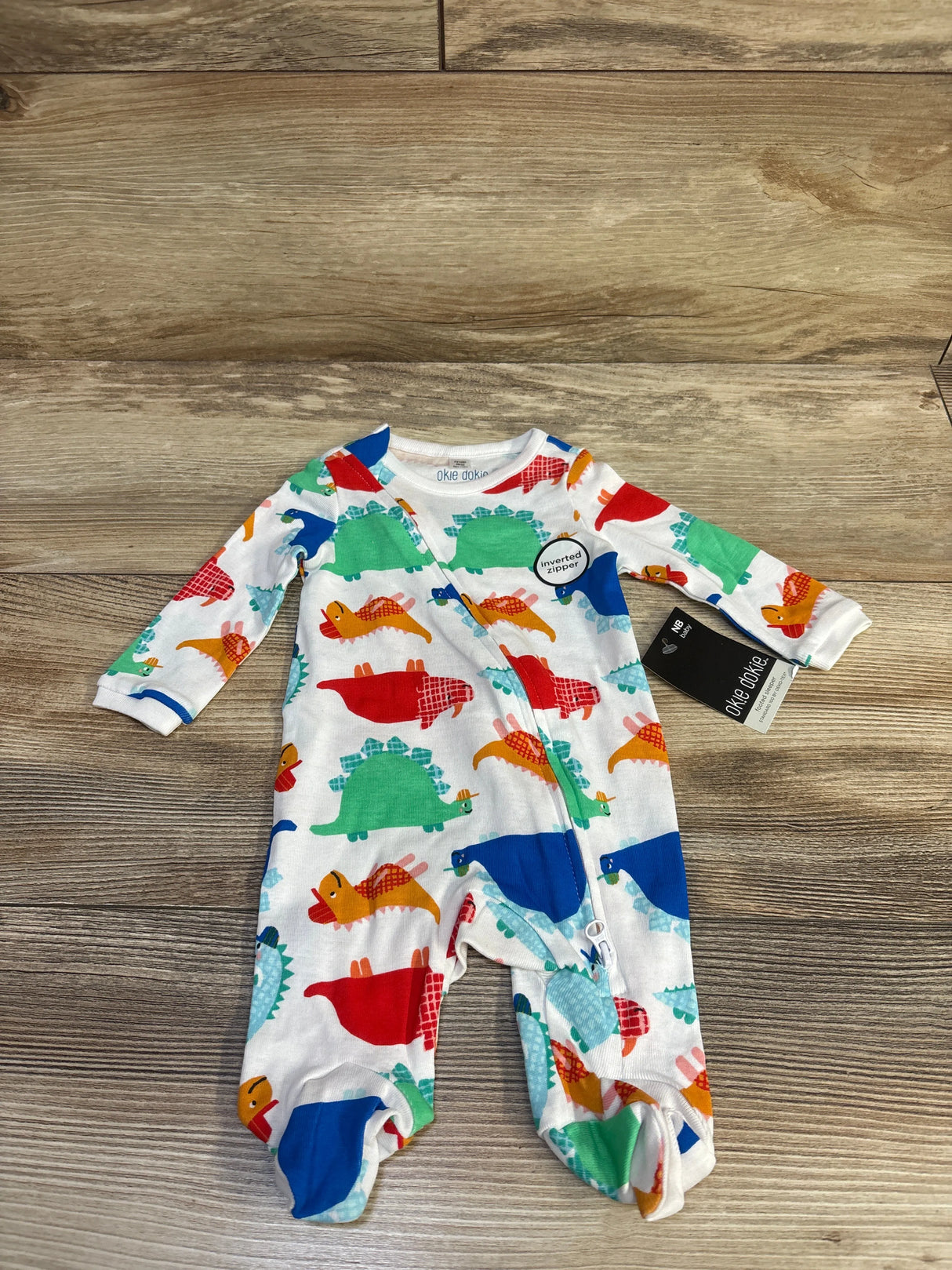 NEW Okie Dokie Dinosaur Sleeper White sz Newborn