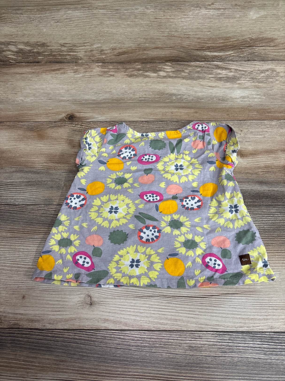 Tea Floral Short Sleeve Shirt Grey sz 12-18m