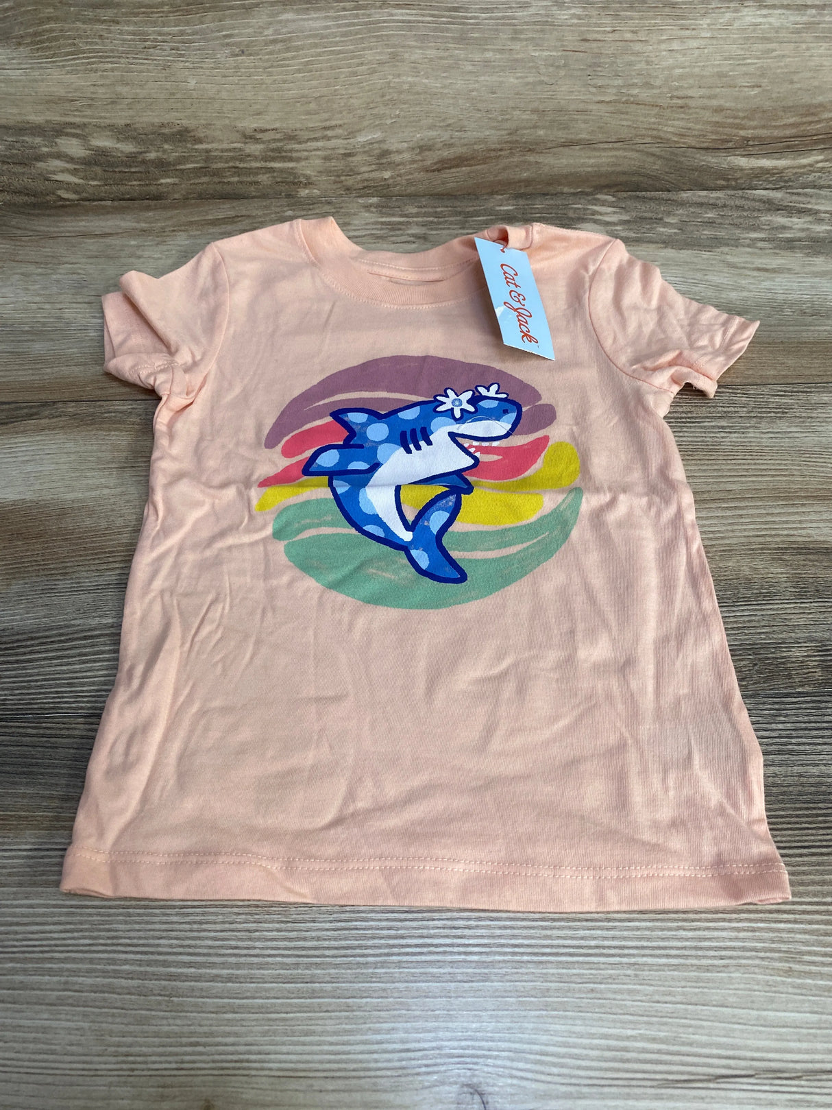 NEW Cat & Jack Shark Shirt Peach sz 2T - Me n Mommy To Be