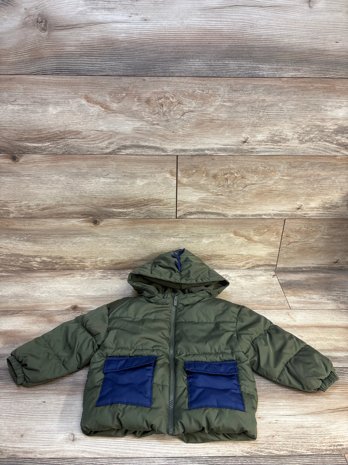 Old Navy Fleece Lined Puffer Jacket Olive sz 2T