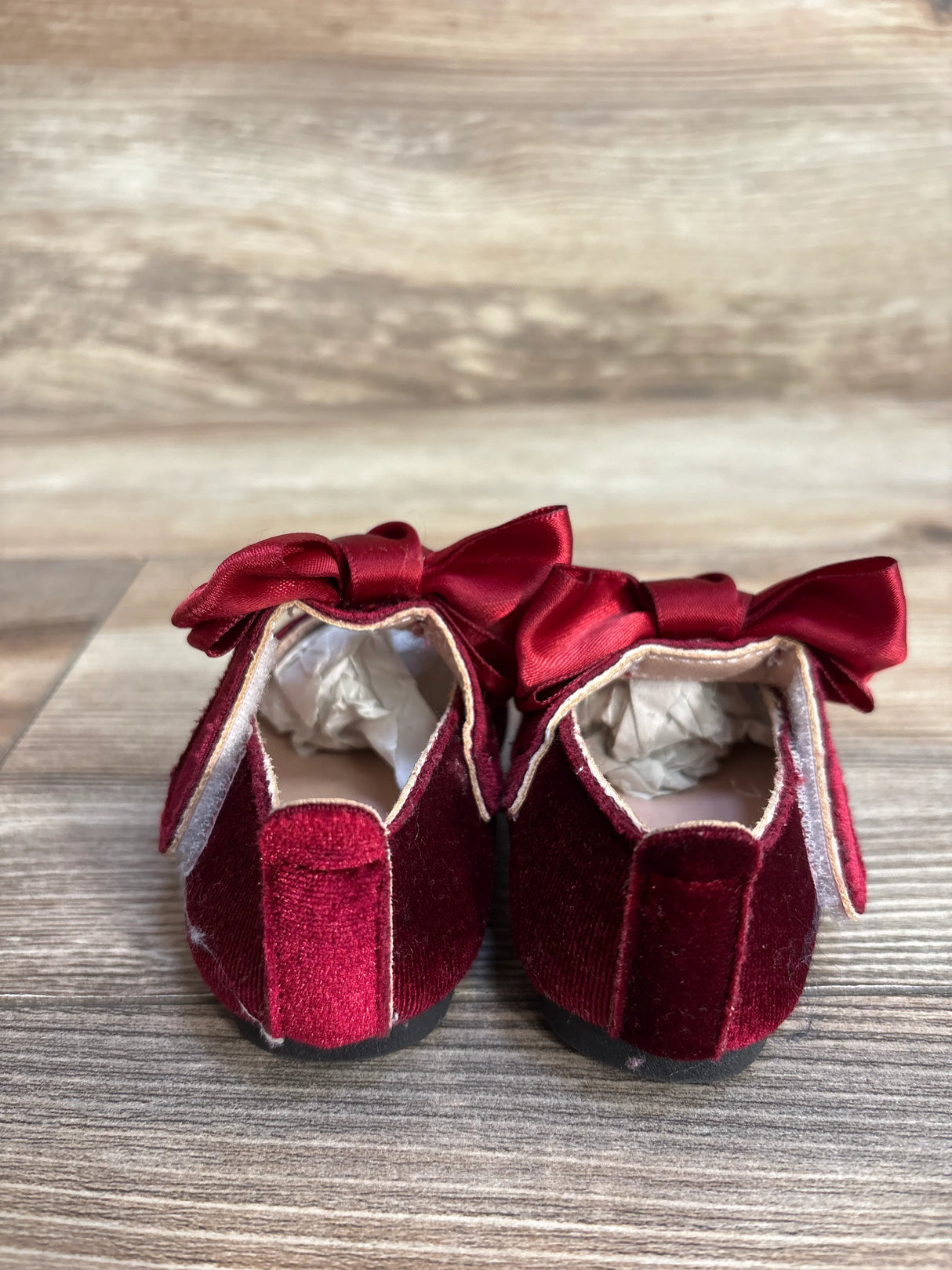NEW Velvet Mary Jane Bow Flats Red sz 3.5c