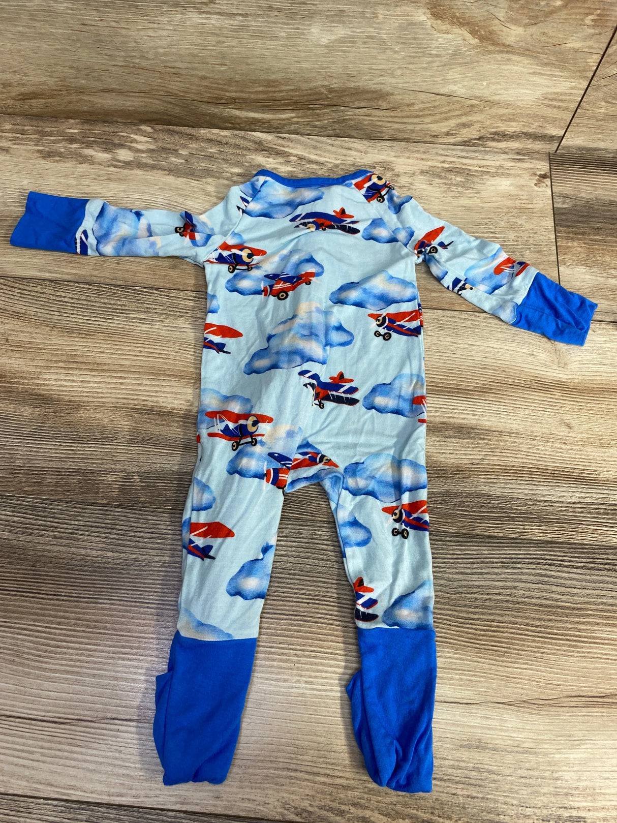 Bamboo Airplane Print Sleeper Blue sz 0-3m