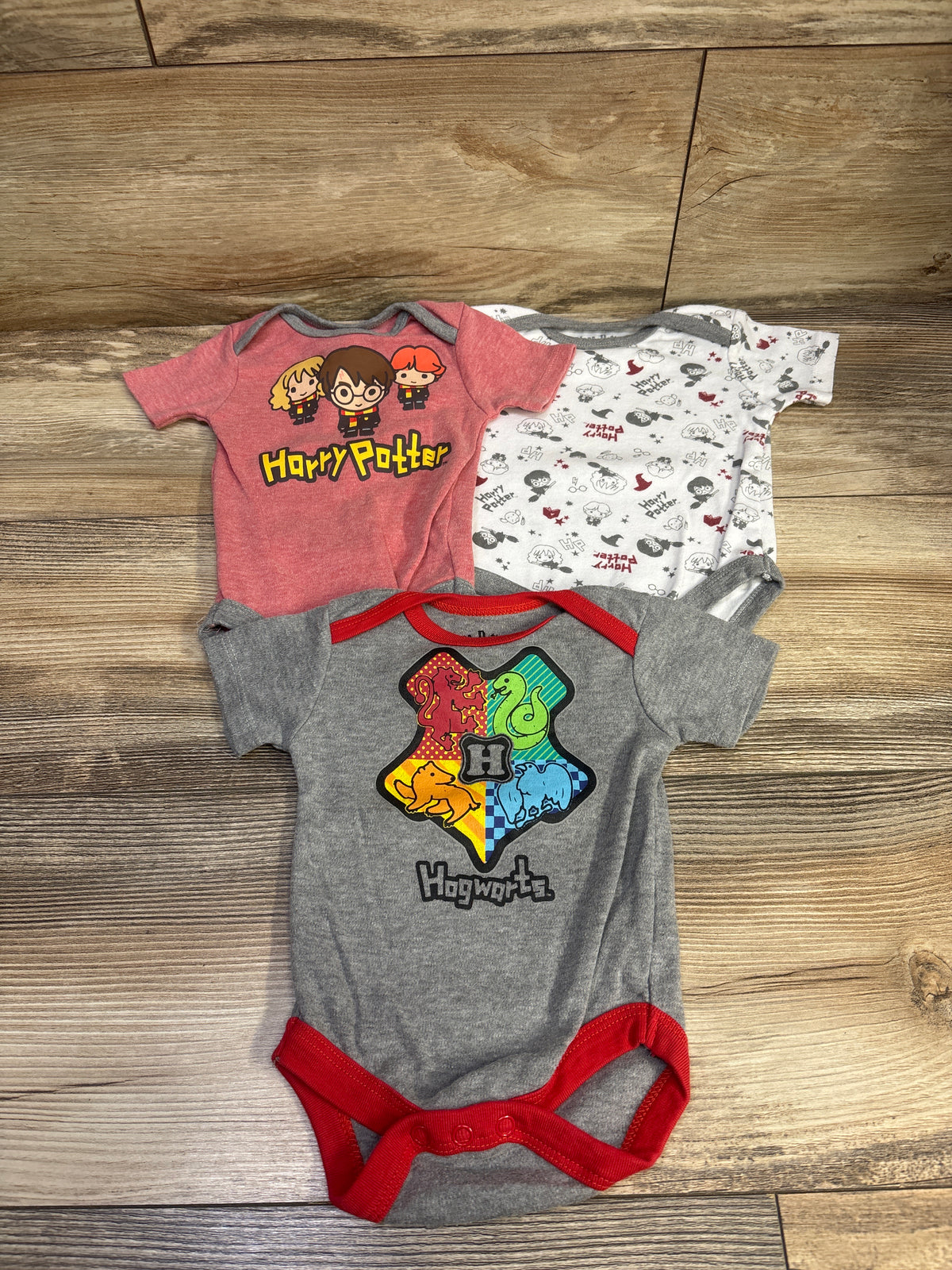 Harry Potter 3pk Bodysuits Grey sz 3-6m