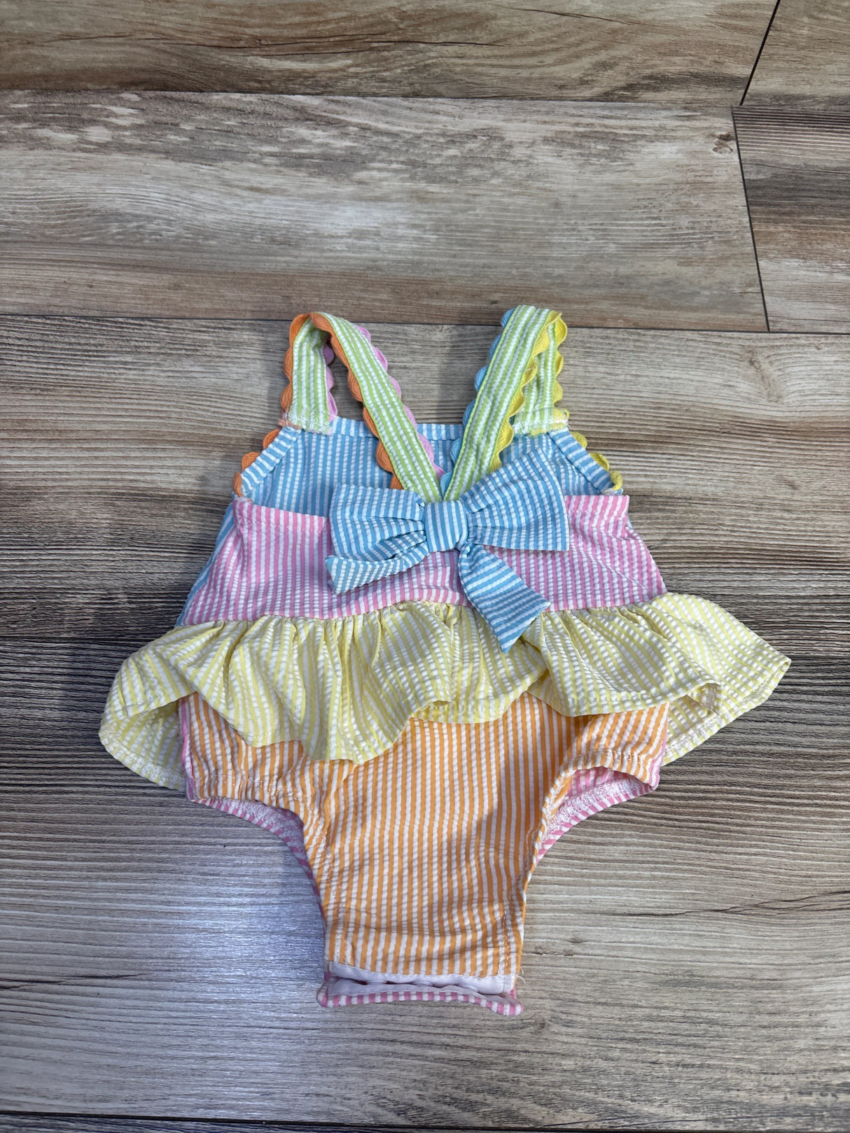Mud Pie 1pc Skirted Seersucker Swimsuit Blue sz 9-12m