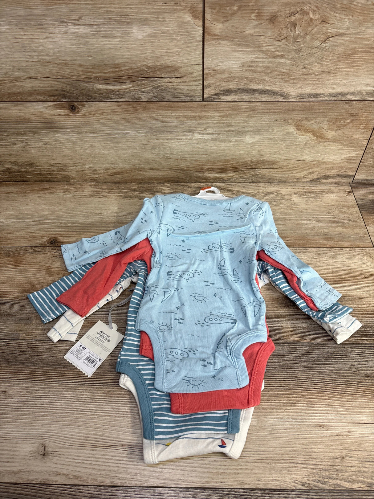 NEW Cloud Island 4pk Submarine & Boat Print Bodysuit Set Ivory sz 6-9m