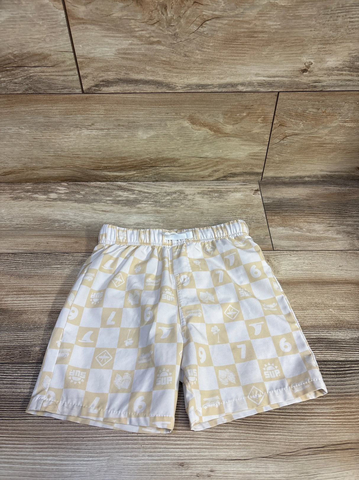 Banana Boat Checker Swim Trunks White sz 3T