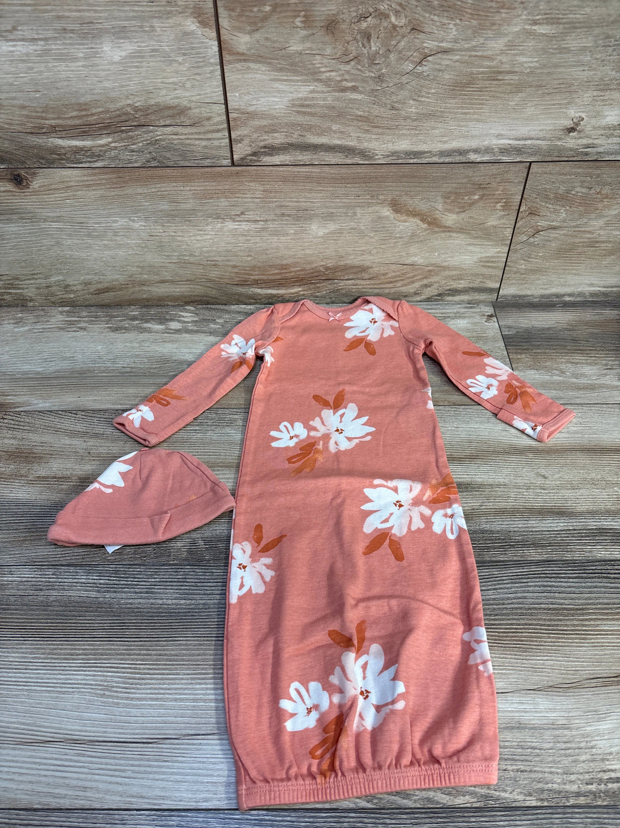 Carter's 2pc Sleep Gown & Hat Set Coral sz 3m