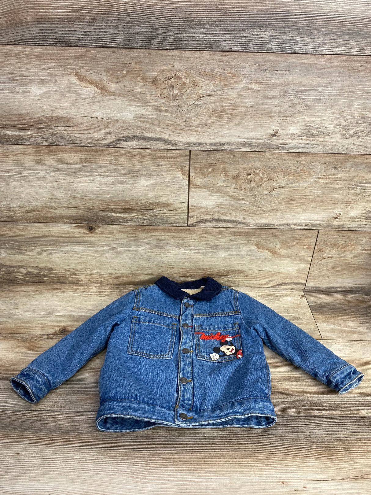 Zara x Disney Mickey Mouse Sherpa Lined Denim Jacket sz 2-3T