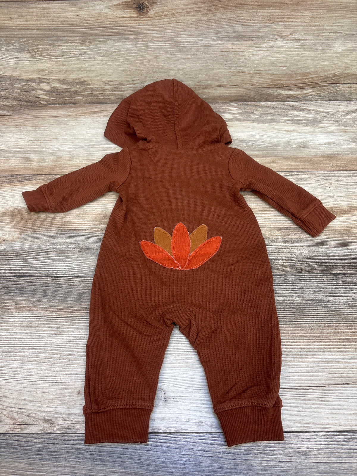 Carter's Waffle Knit Gobble Gobble Gobble Hooded Coverall Brown sz 3m