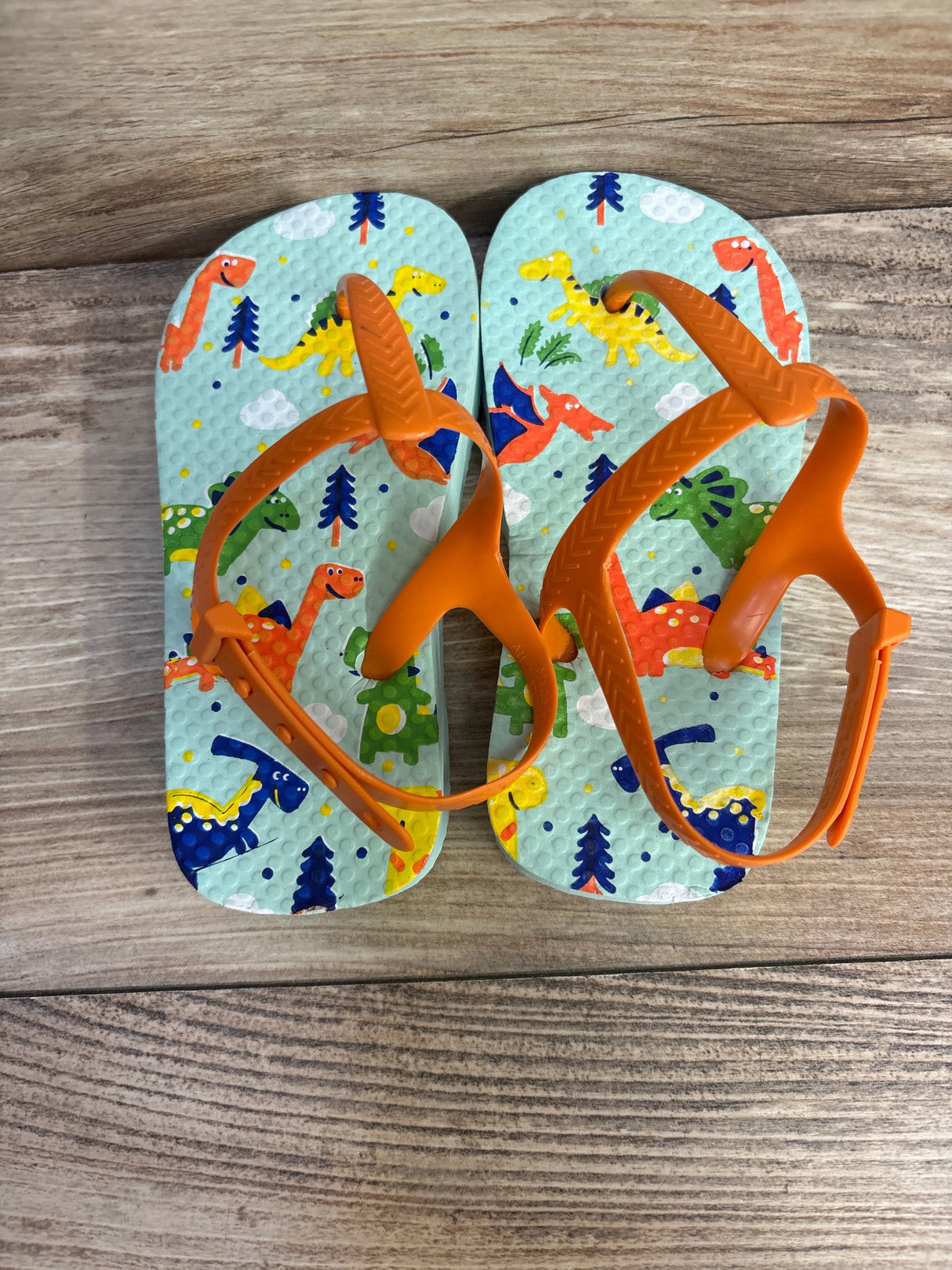 Dinosaur Flip Flops Orange sz 9/10 - Me n Mommy To Be