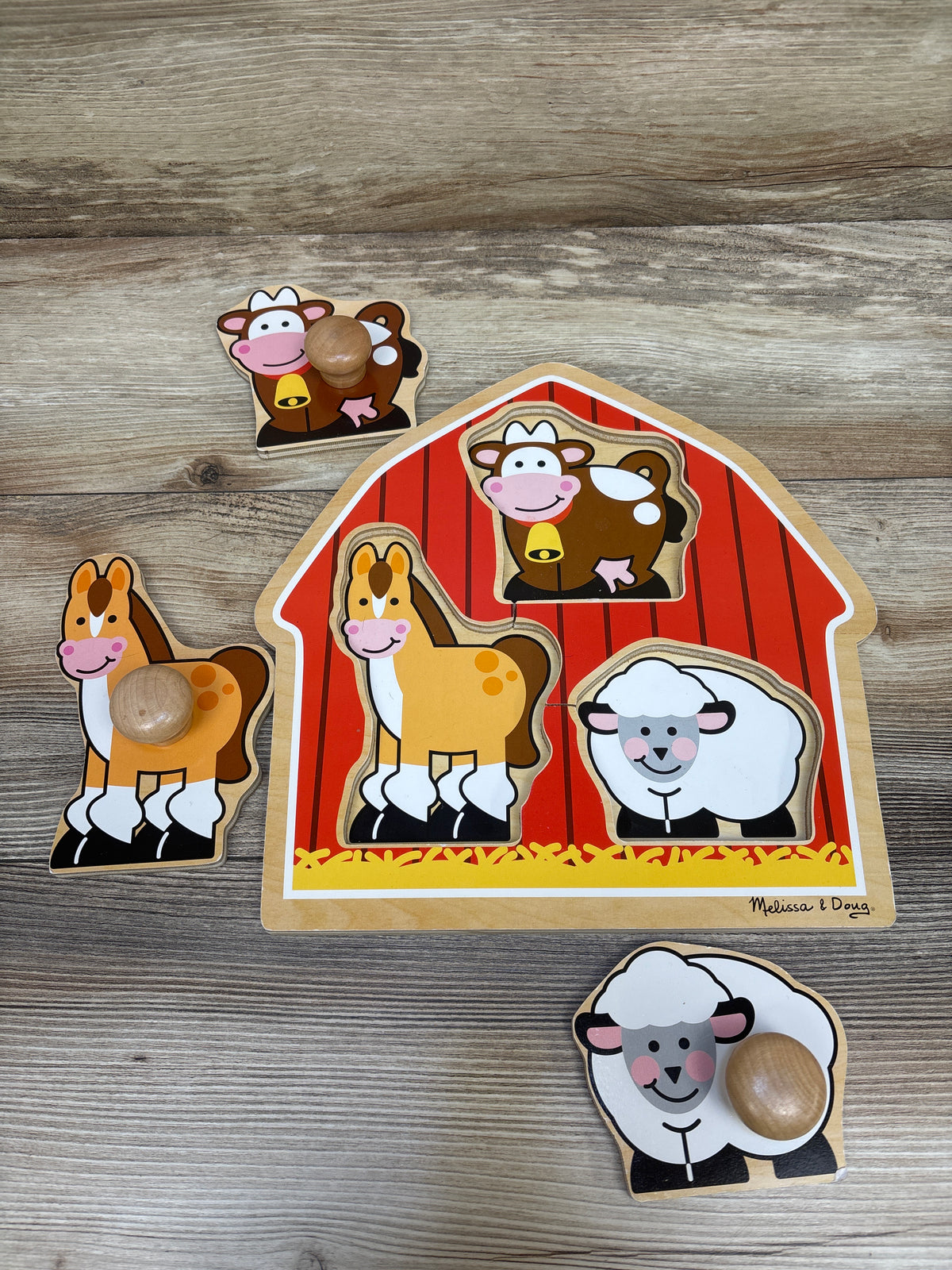 Melissa & Doug Barnyard Animals Jumbo Knob Wooden Peg Puzzle