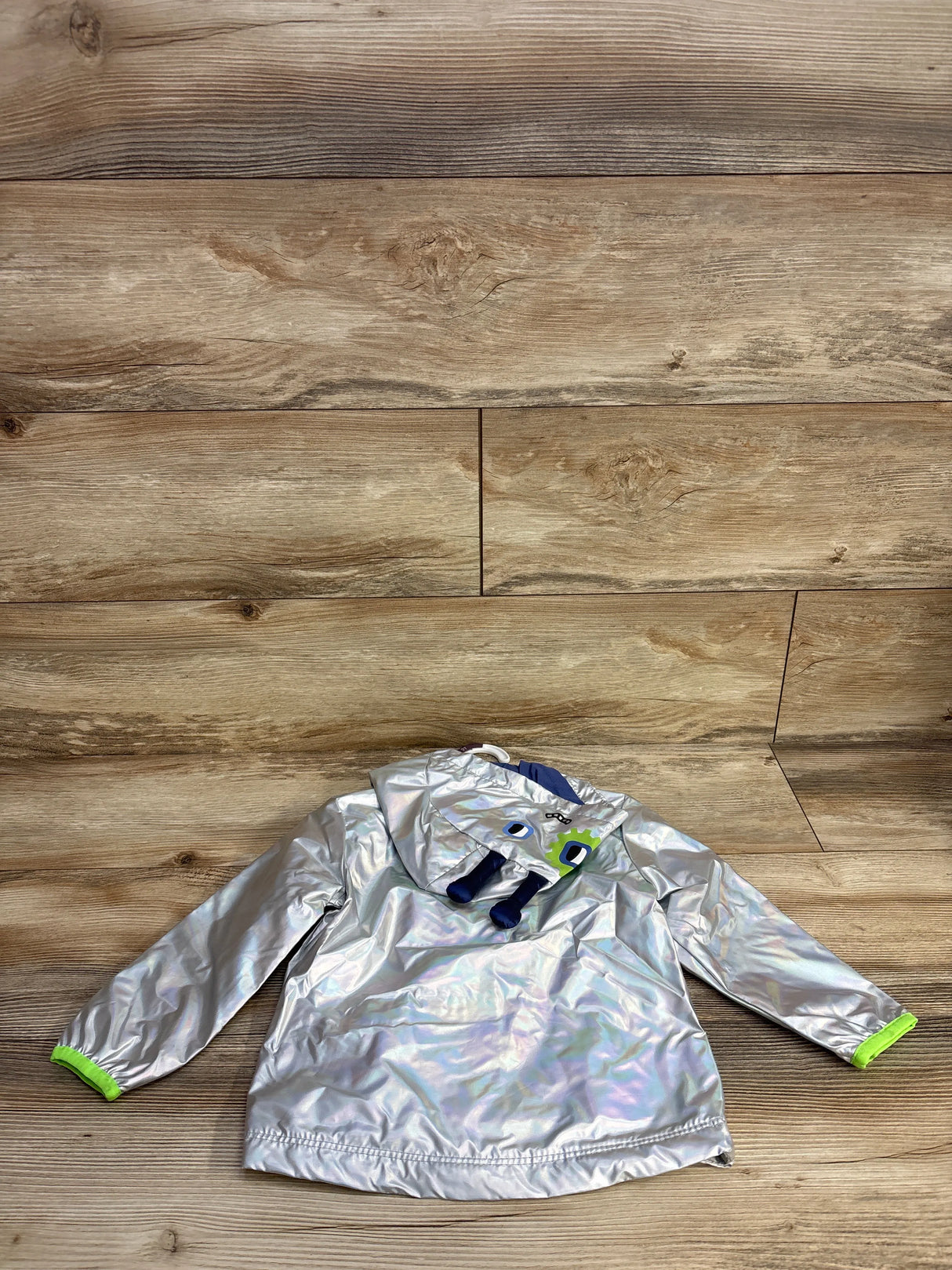 NEW Cat & Jack Holographic Rain Jacket Grey sz 2T