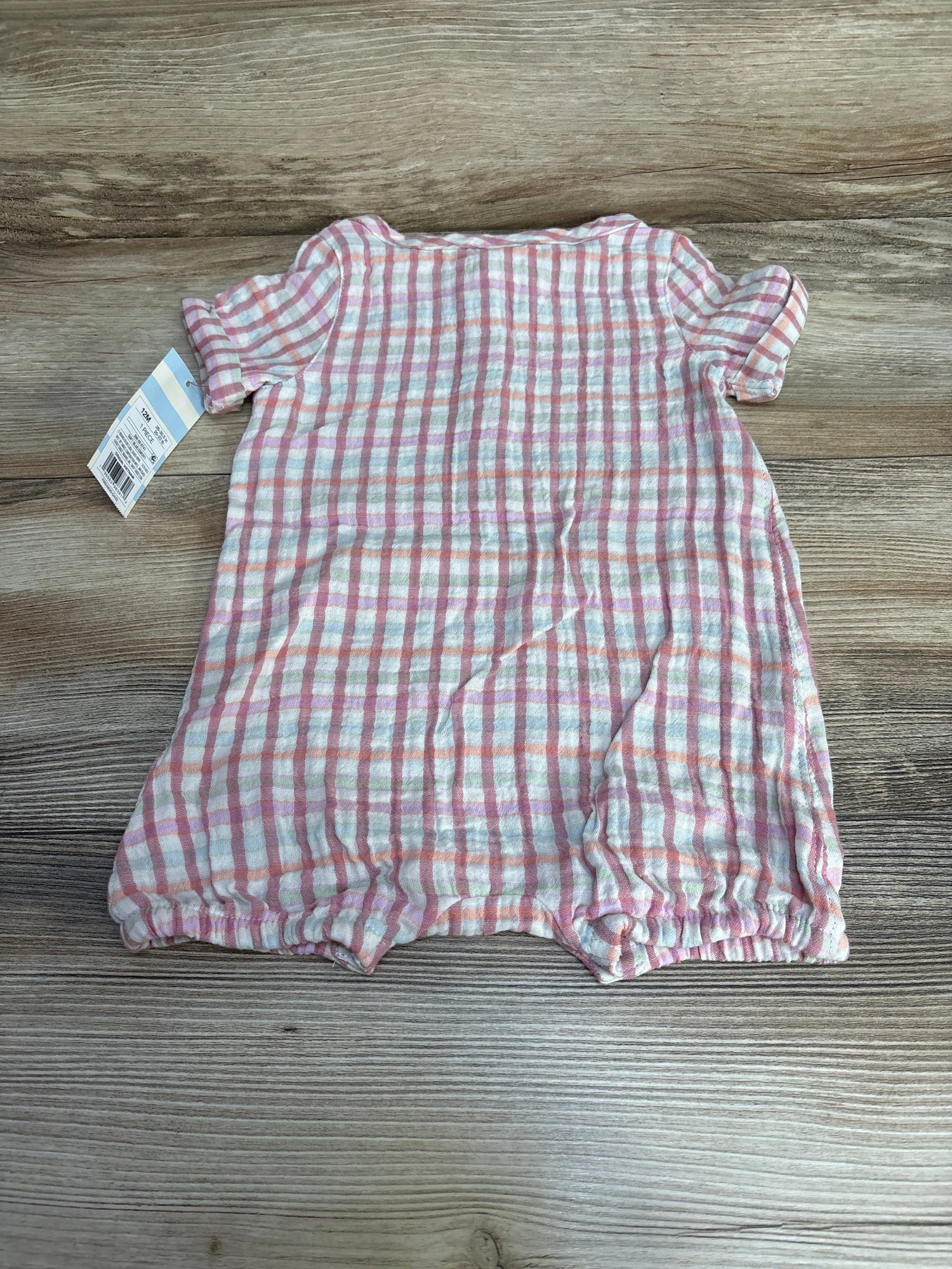NEW Cat & Jack Plaid Shortie Romper Pink sz 12m - Me n Mommy To Be