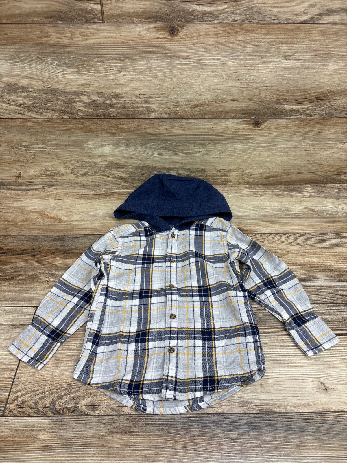 Carter's Hooded Button-Up Flannel Shirt Blue sz 2T