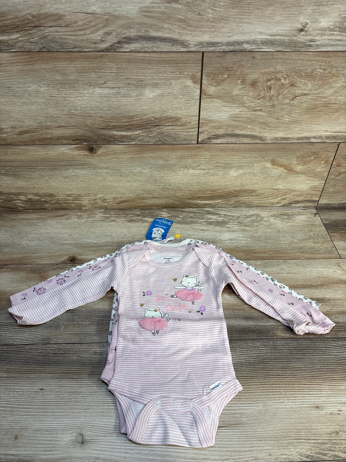 NEW Gerber 3pk Striped So Cute Bodysuits Set sz 3-6m