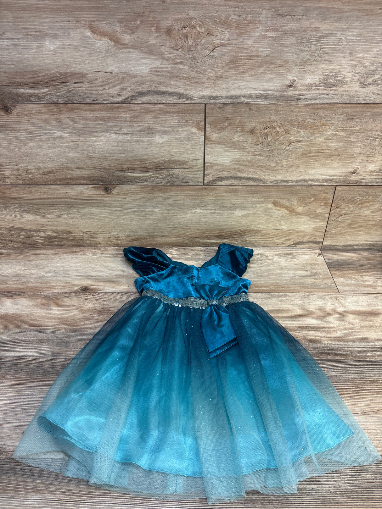 Jona Michelle Velvet Tulle Dress Teal sz 4T