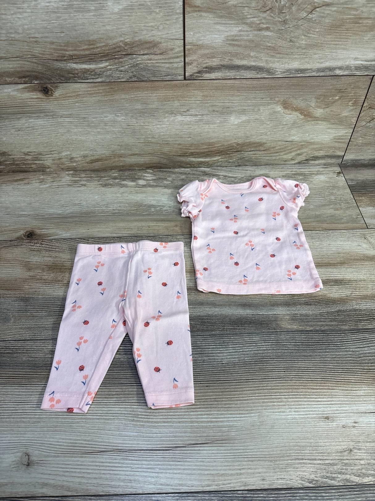 Carter's 2pc Ladybug Print Shirt & Pants Set Pink sz 3m