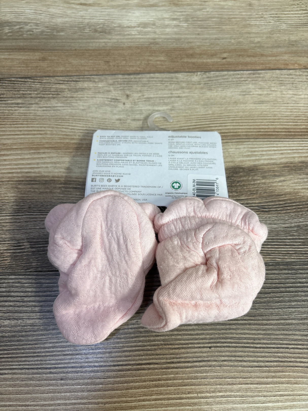 NEW Burt's Bees Baby Organic Adjustable Booties Pink Sz 1c