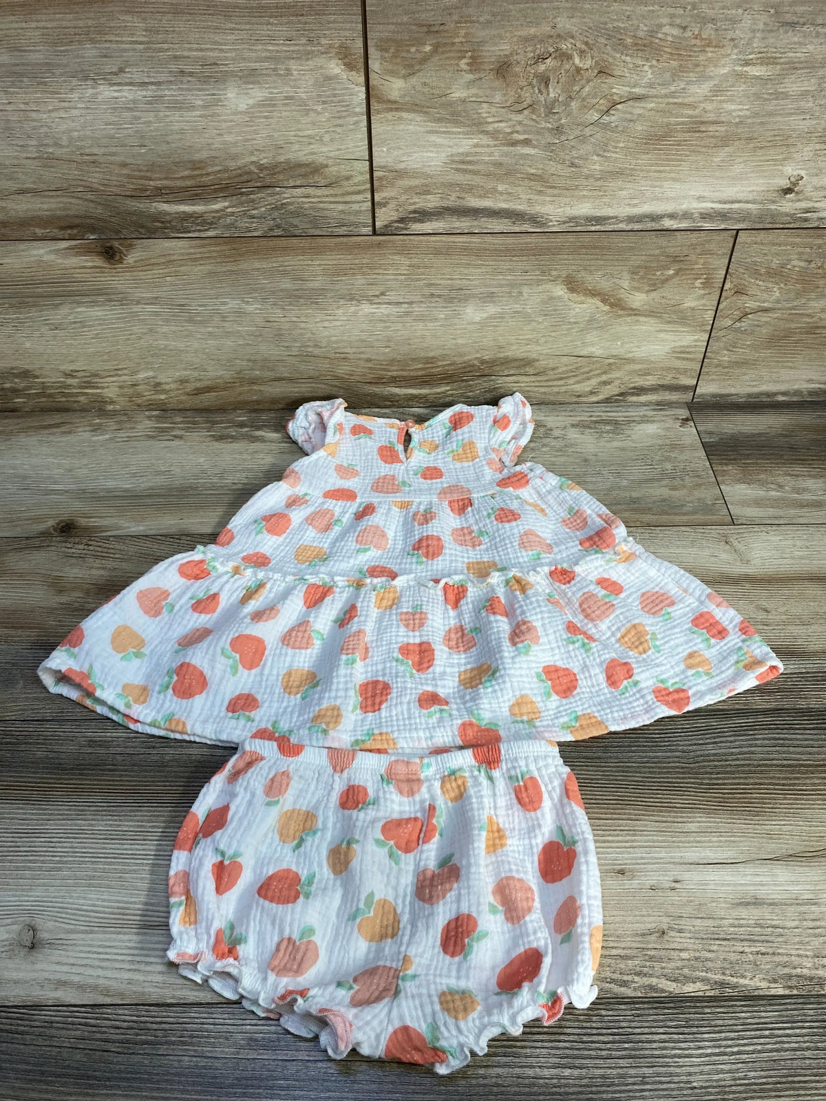 Koala Baby 2pc Peach Print Gauze Dress & Bloomers Set White sz 18m