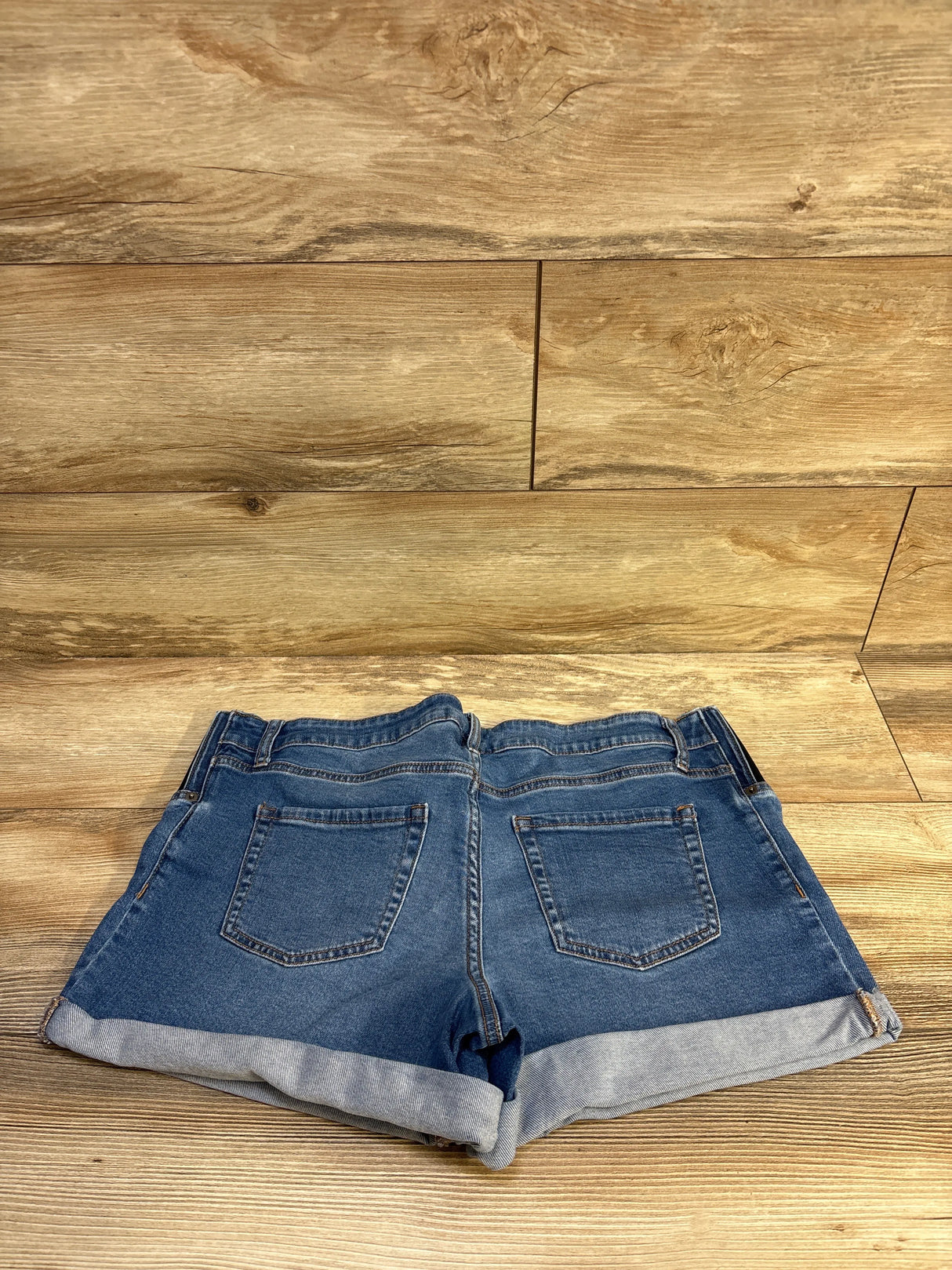 Isabel Maternity Side Panel Midi Denim Shorts Blue sz 12/Large
