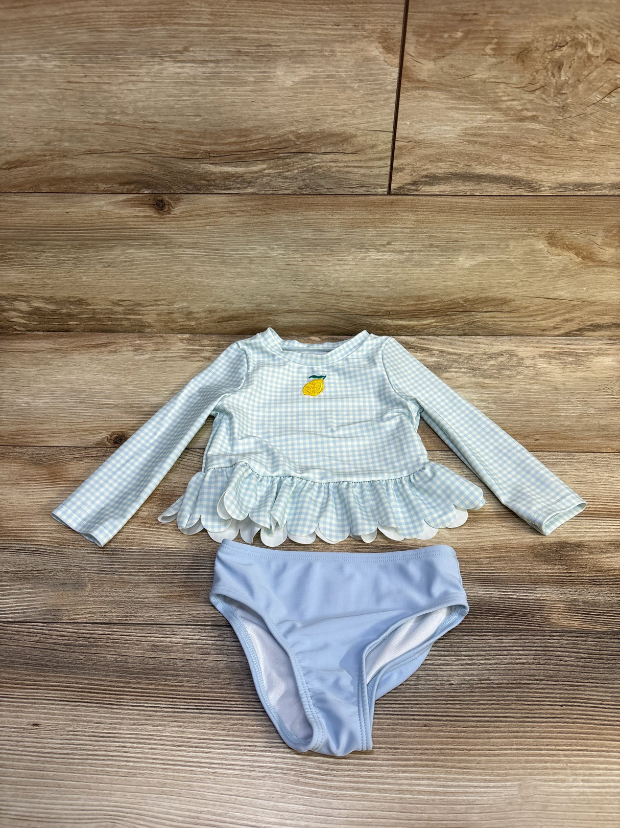 Cat & Jack 2pc Peplum Rashgaurd & Swimsuit Bottoms Blue sz 18m