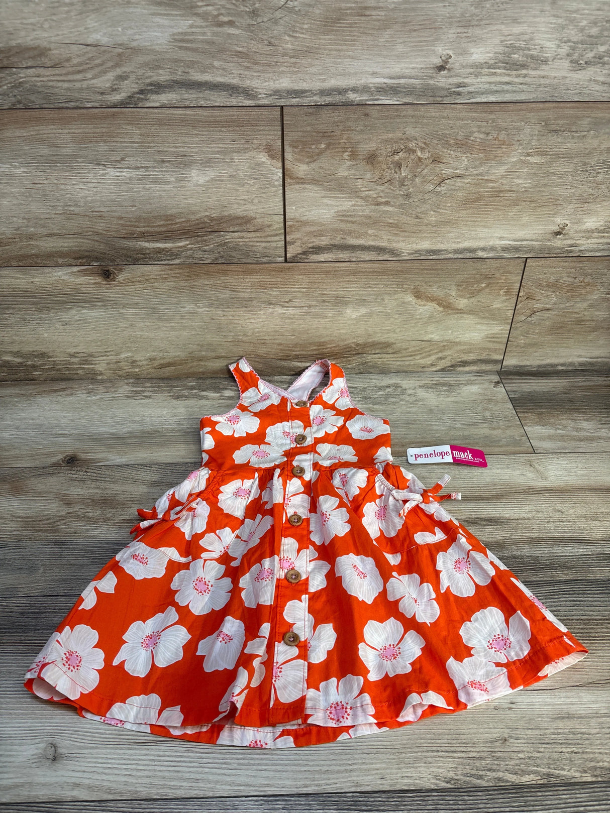 NEW Penelope Mack Floral Pocket Dress Orange sz 3T