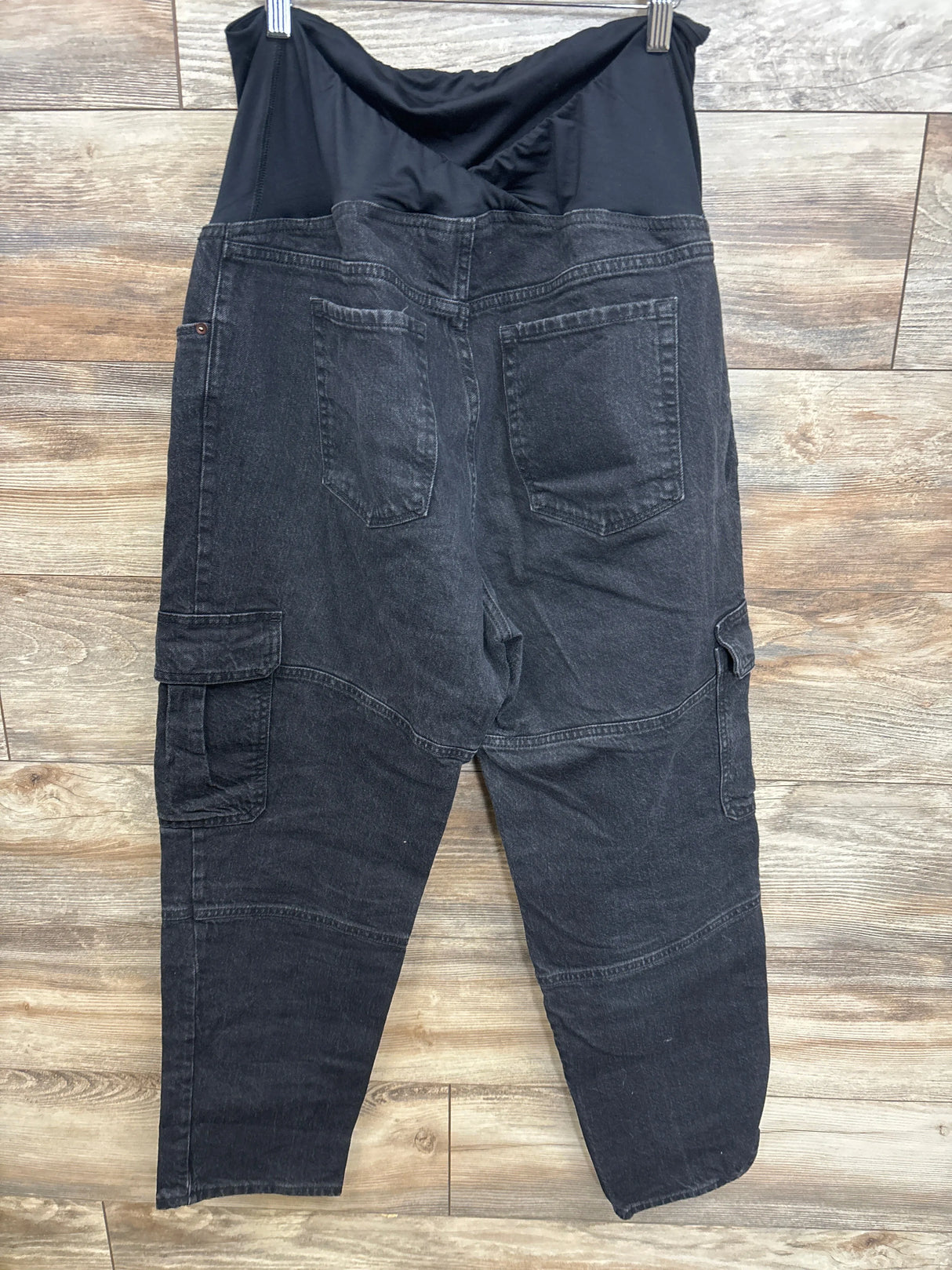 Isabel Maternity Denim Cargo 90s Straight Jeans Black sz Large