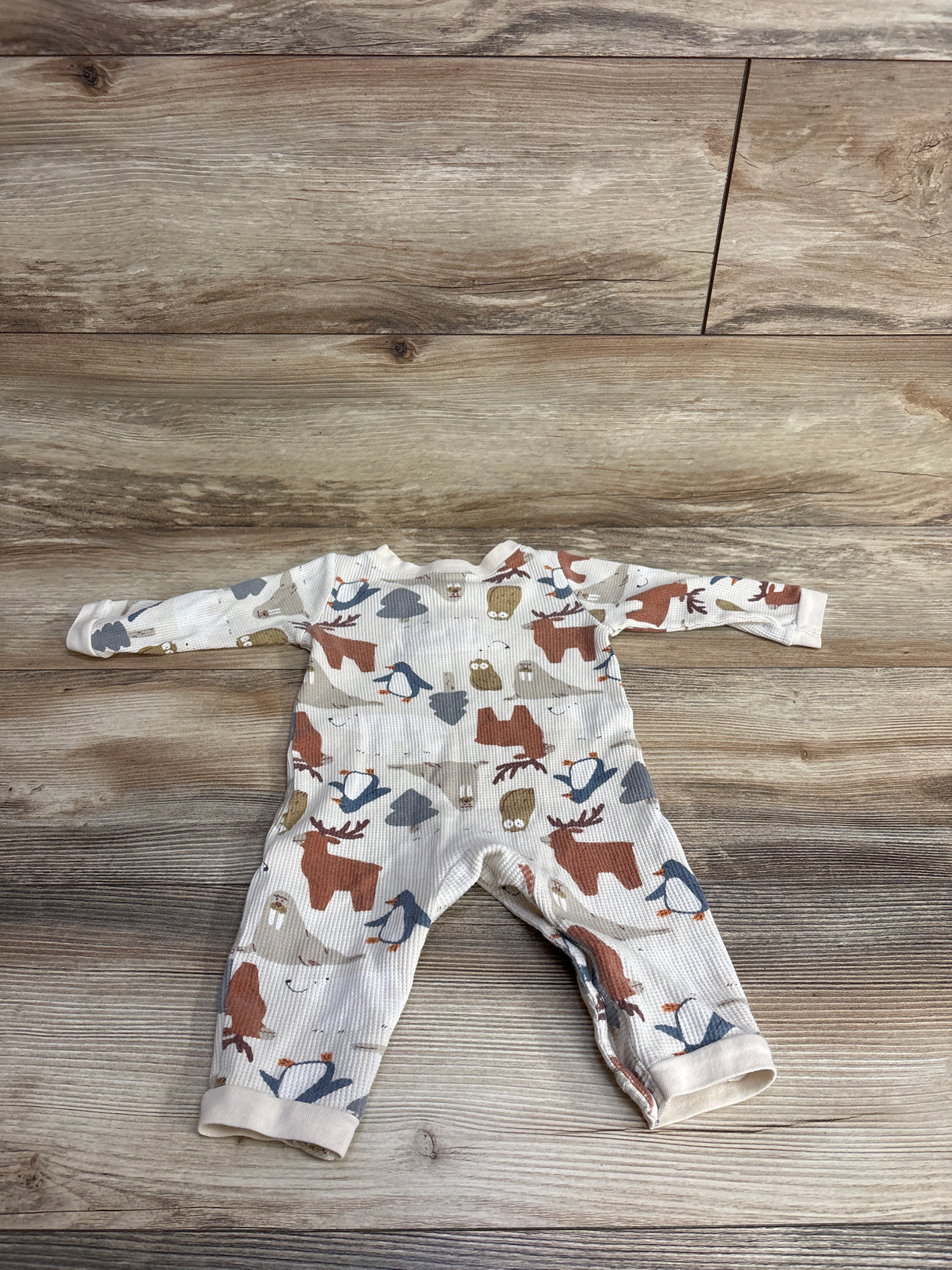 Old Navy Waffle Knit Animal Print Coverall Beige sz 6-12m