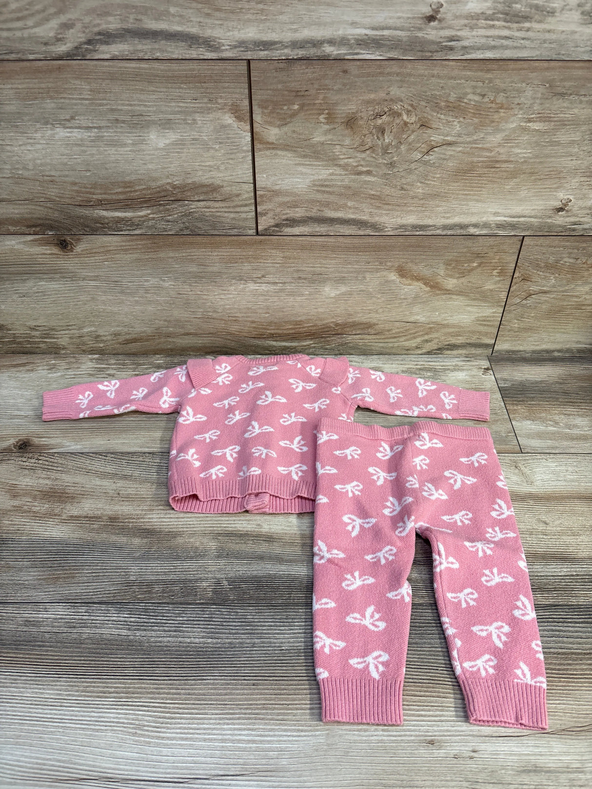 Btween Baby 2pc Knit Button-Up Sweater & Pants Set Pink sz 3m