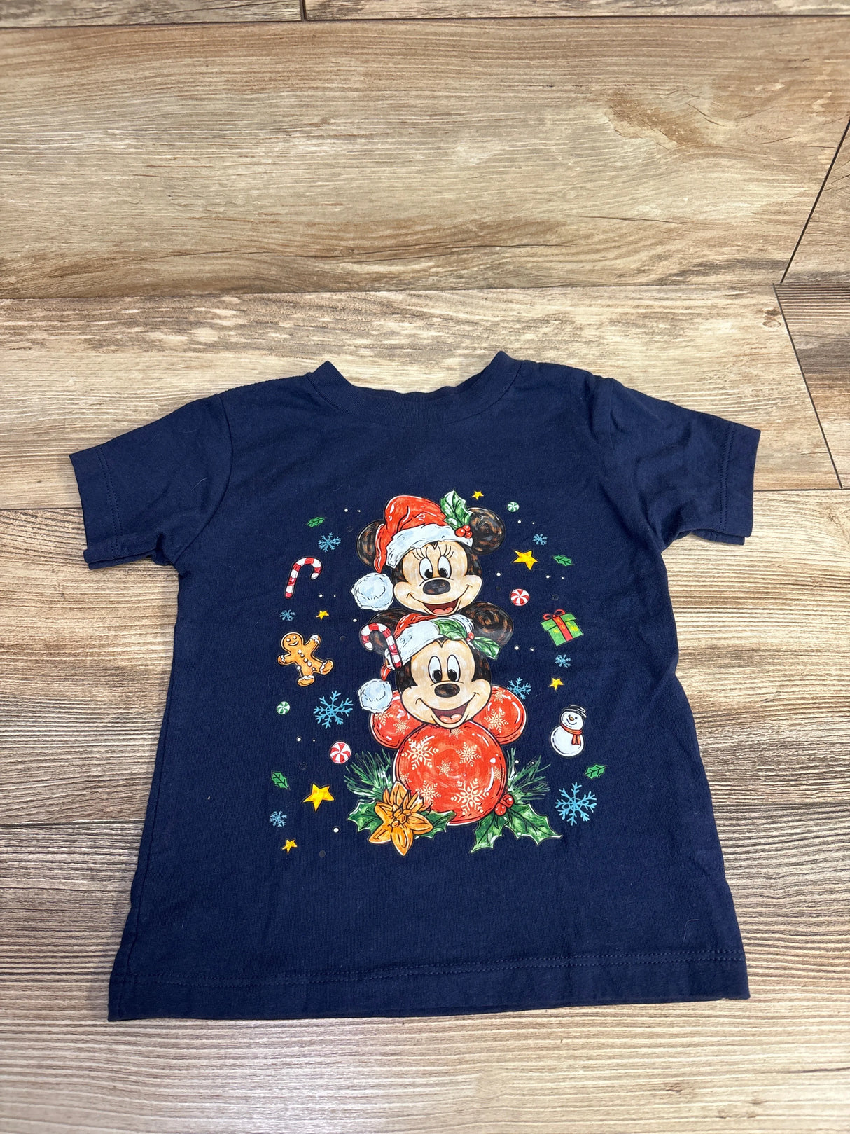 Bella + Canvas Kids Mickey Mouse Christmas Shirt Navy sz 2T