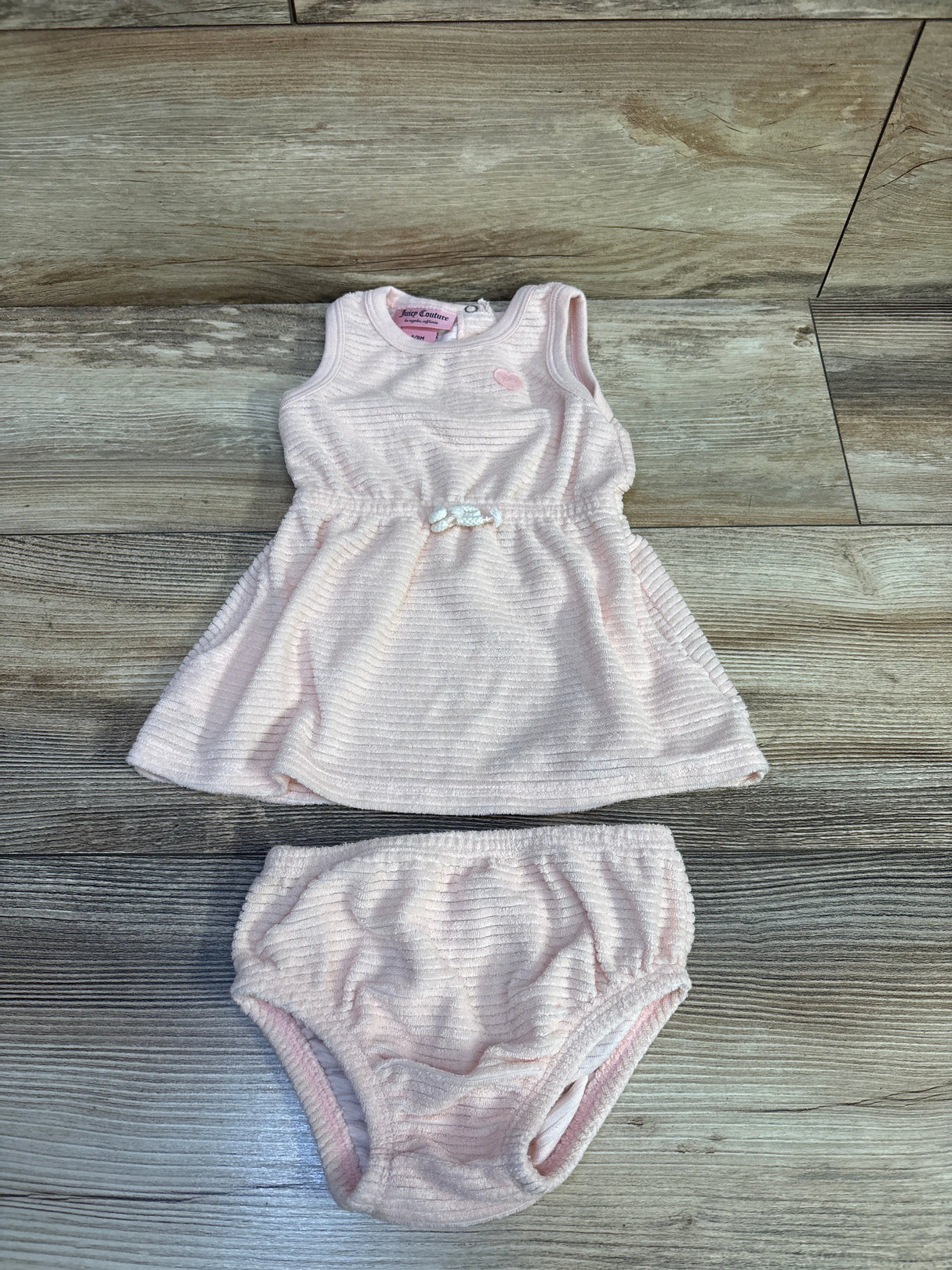Juicy Couture 2pc Terry Cloth Dress & Bloomers Set Pink sz 6/9m