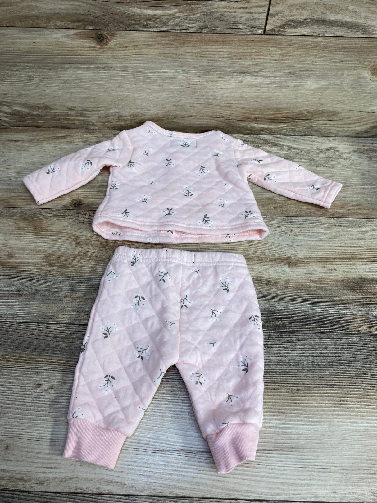 7 For All Mankind 2pc Quilted Button Up Shirt & Bottoms Set Pink sz 0-3m