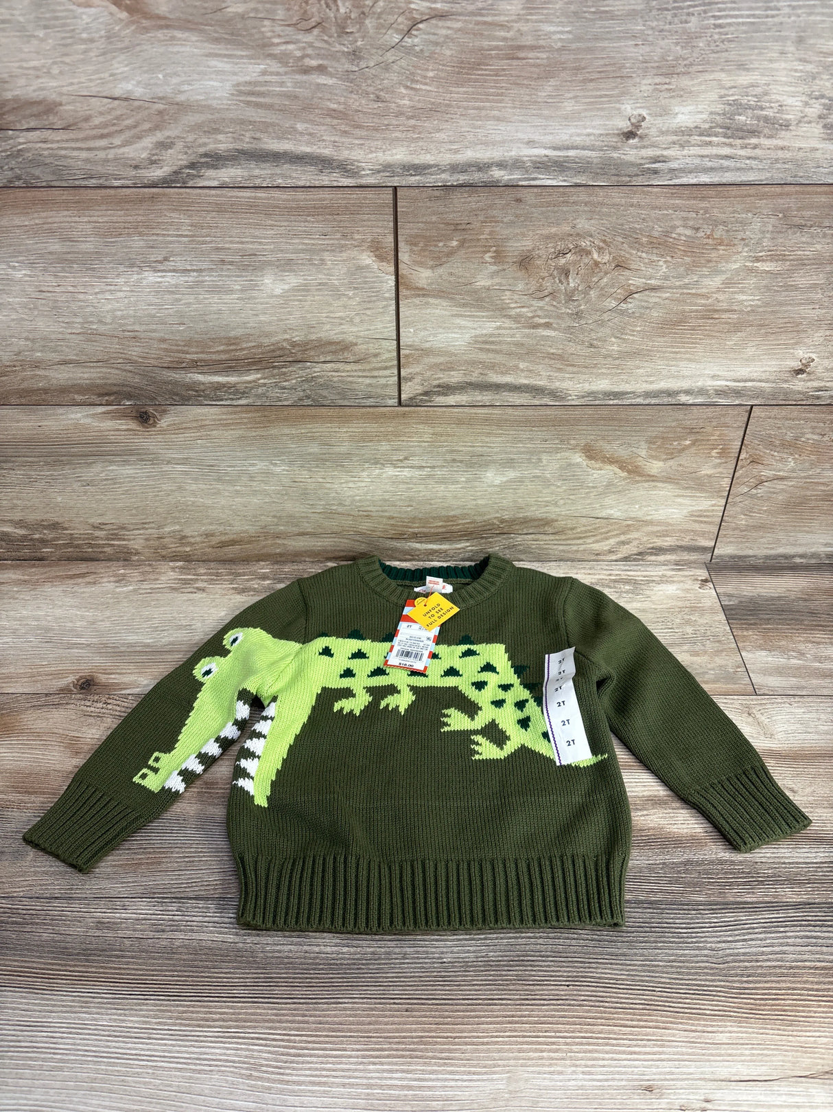 NEW Cat & Jack Crocodile Knitted Sweater Green sz 2T