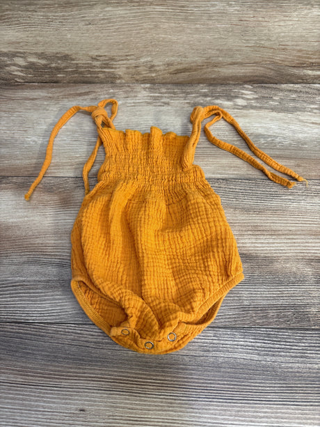 Smocked Tie Strap Romper Orange sz 3-6m - Me n Mommy To Be